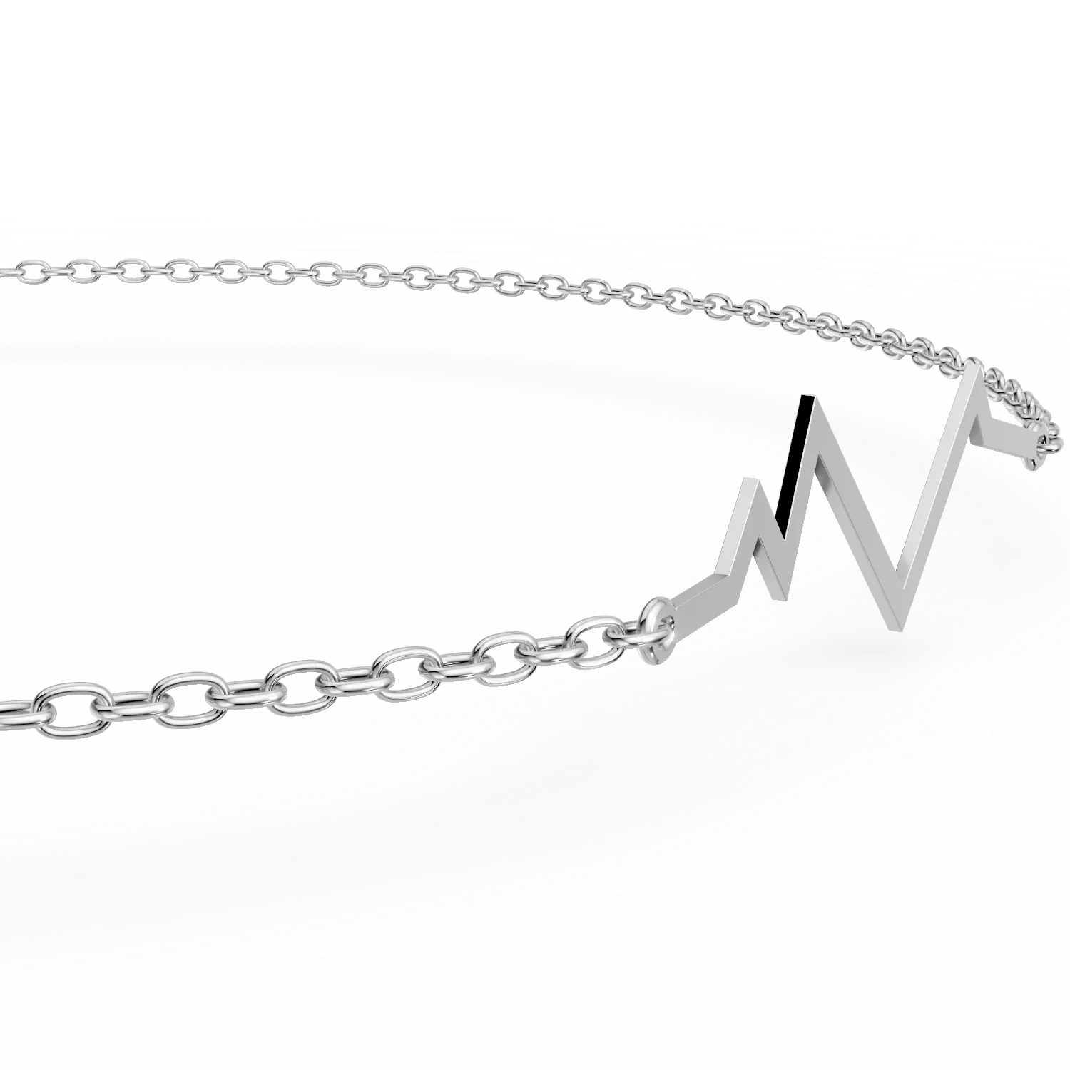 Гривна от бяло злато с висулка сърце пулс