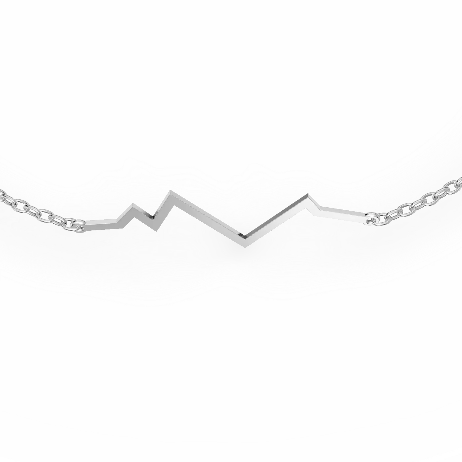 Гривна от бяло злато с висулка сърце пулс