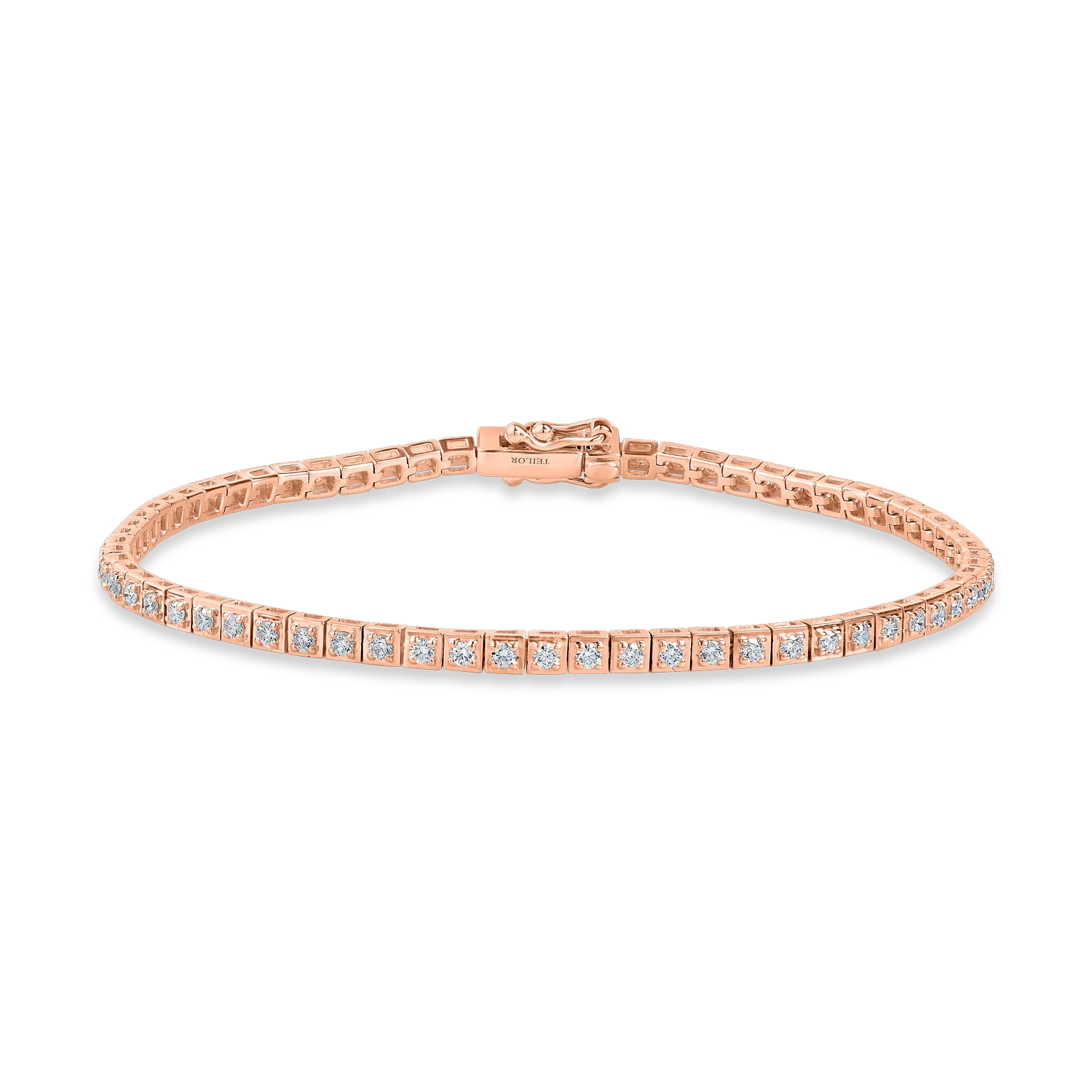 Bratara tennis din aur roz cu diamante de 0.8ct
