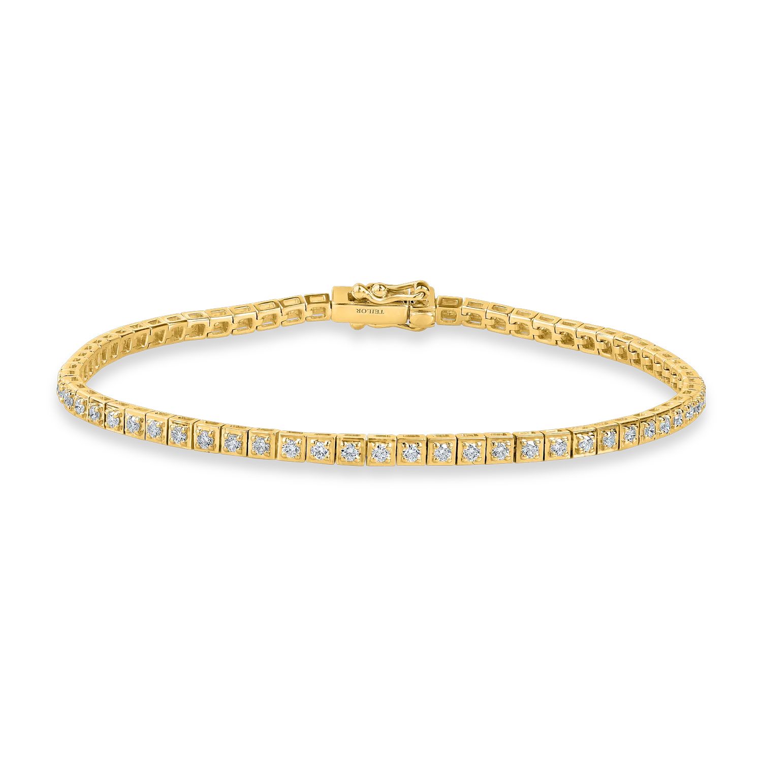 Yellow gold tennis bracelet with 1ct diamonds