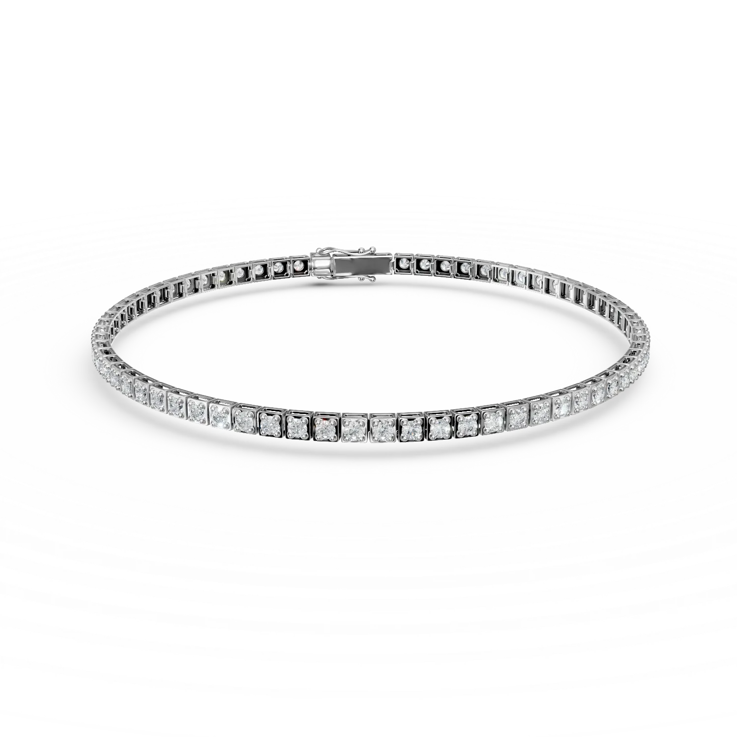 Bratara tennis din aur alb cu diamante de 0.9ct