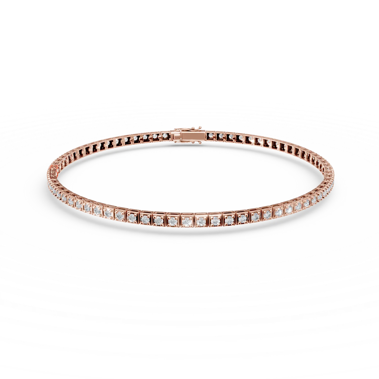 Bratara tennis din aur roz cu diamante de 1ct