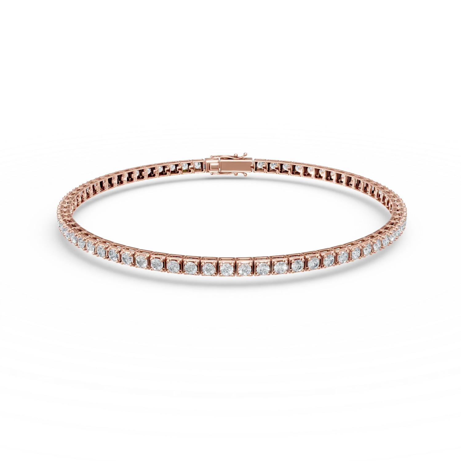 Bratara tennis din aur roz cu diamante de 1.5ct