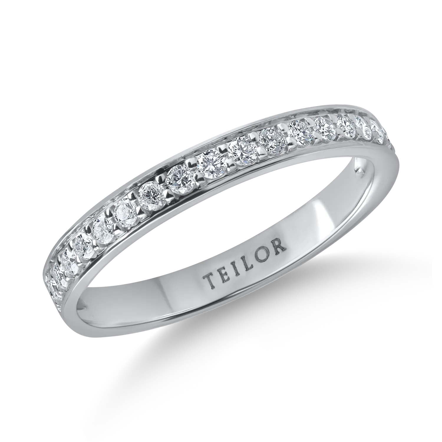 Inel semi eternity din aur alb cu diamante de 0.2ct