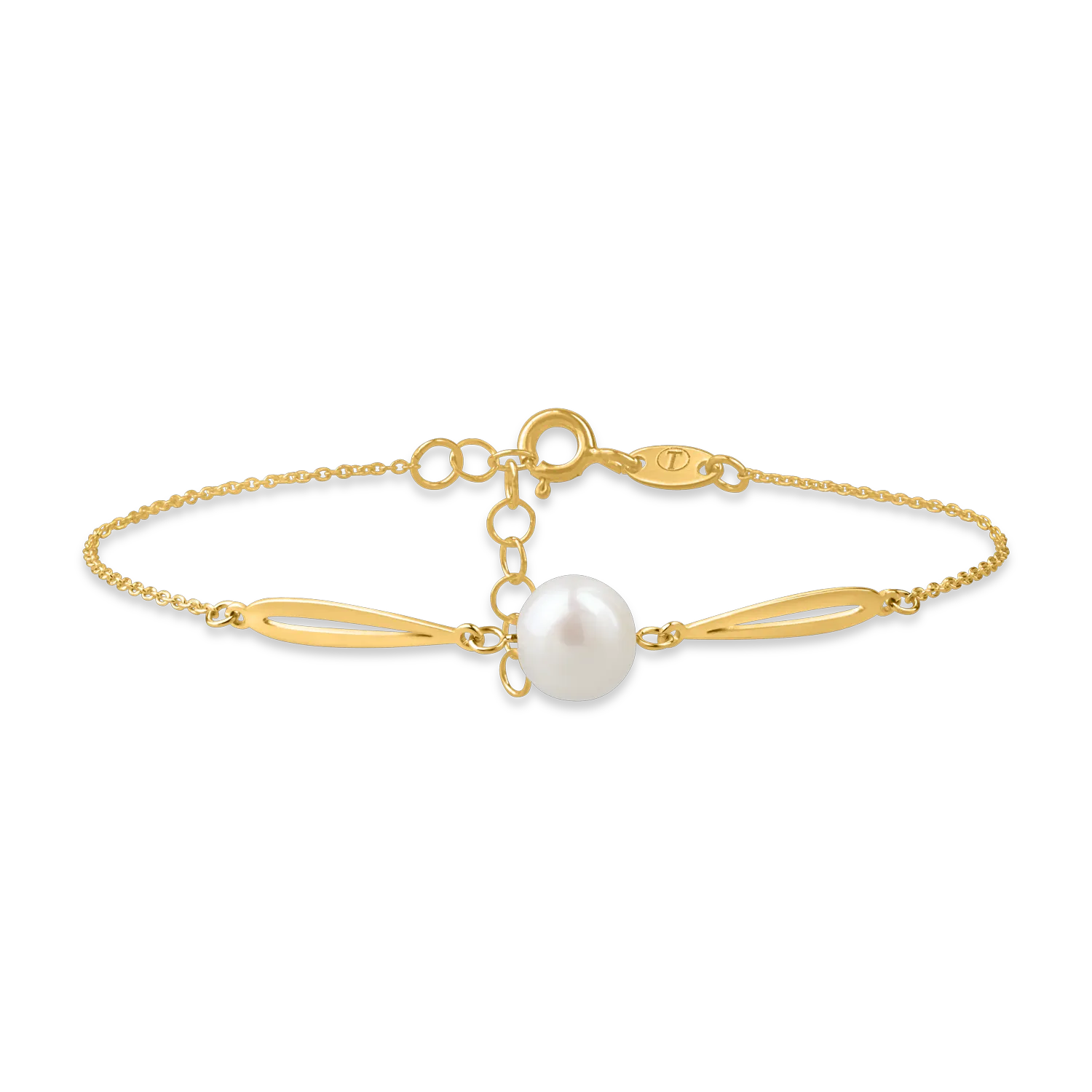 Yellow gold bracelet with natural pearl