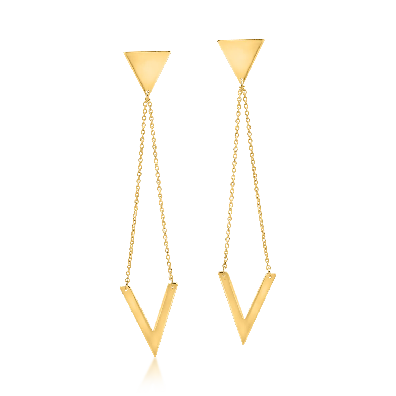 Yellow gold geometric long earrings