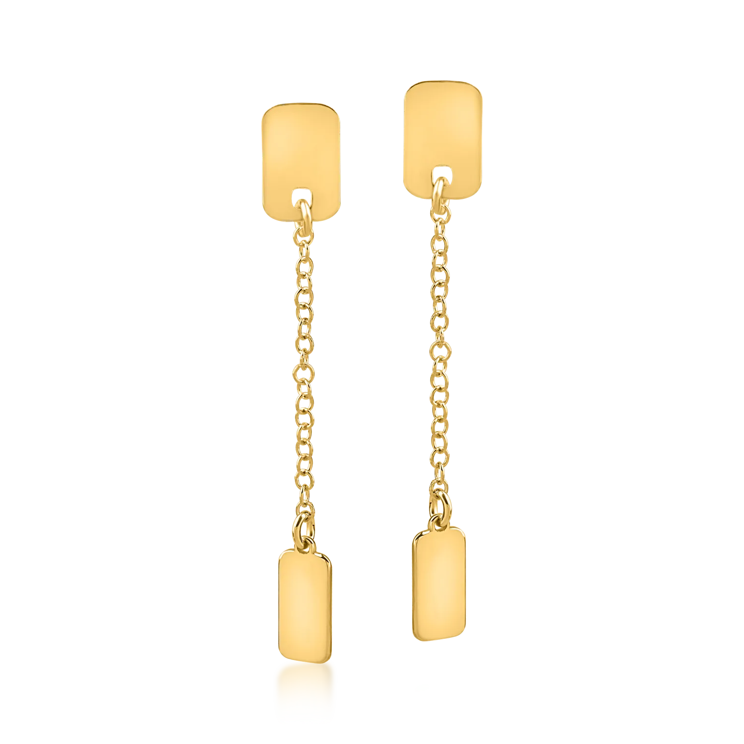 Yellow gold geometric long earrings