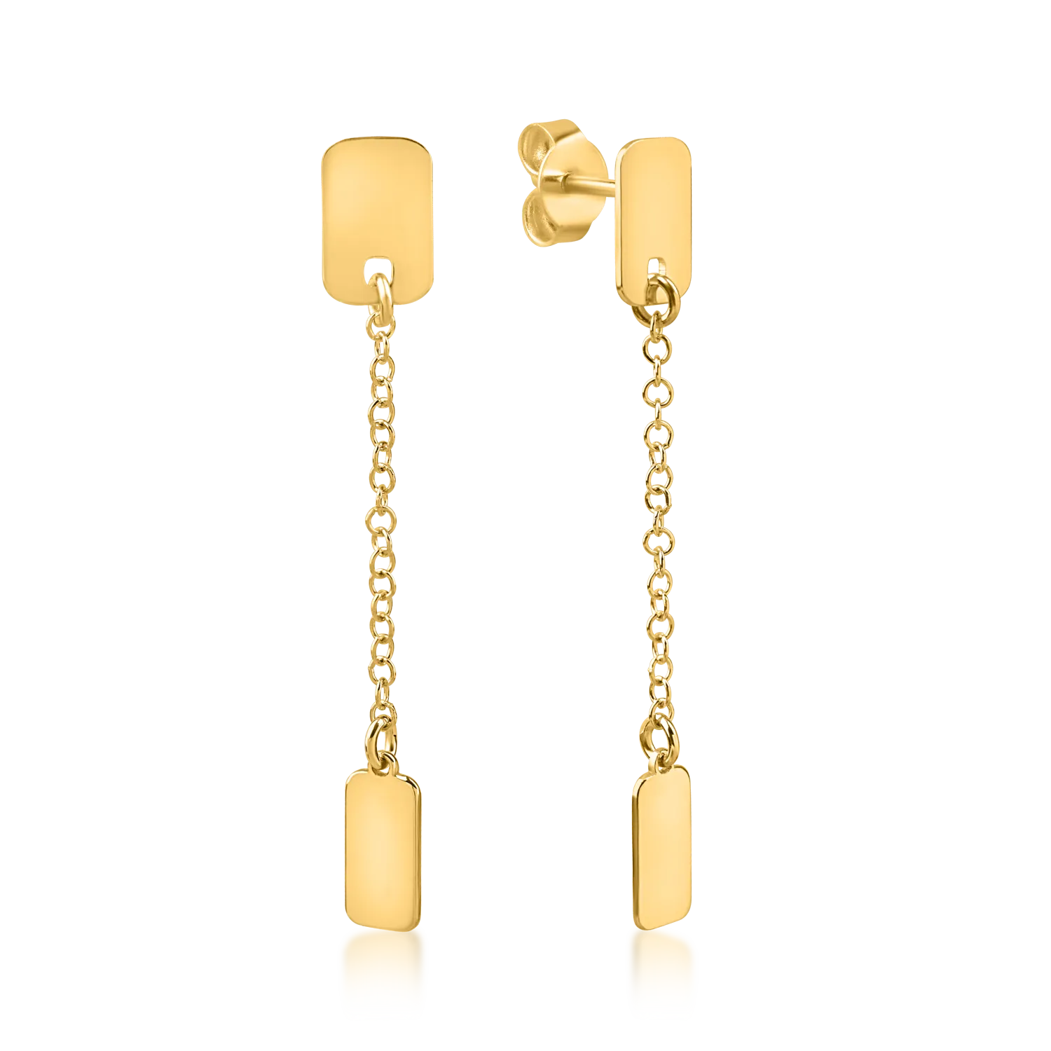 Yellow gold geometric long earrings