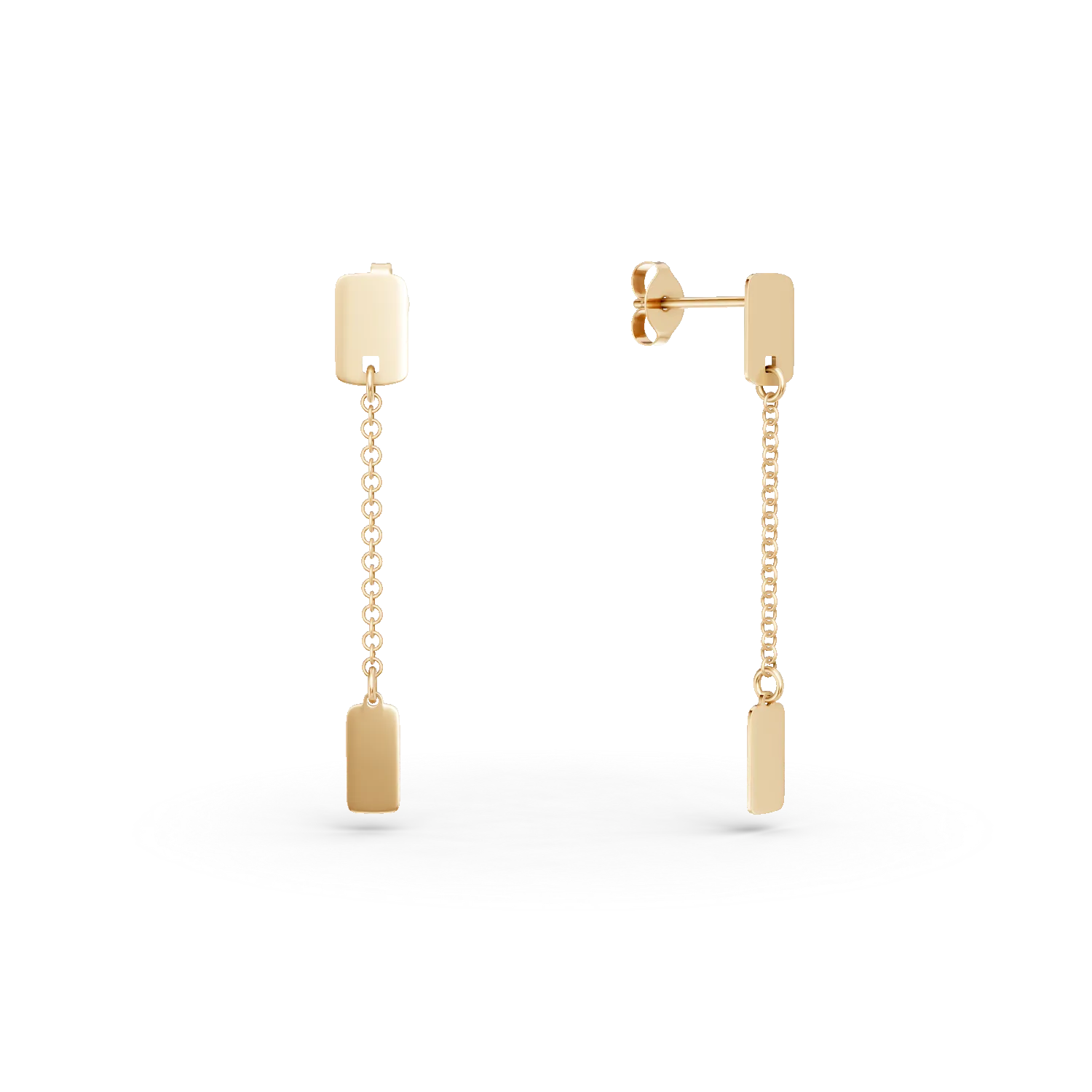 Yellow gold geometric long earrings