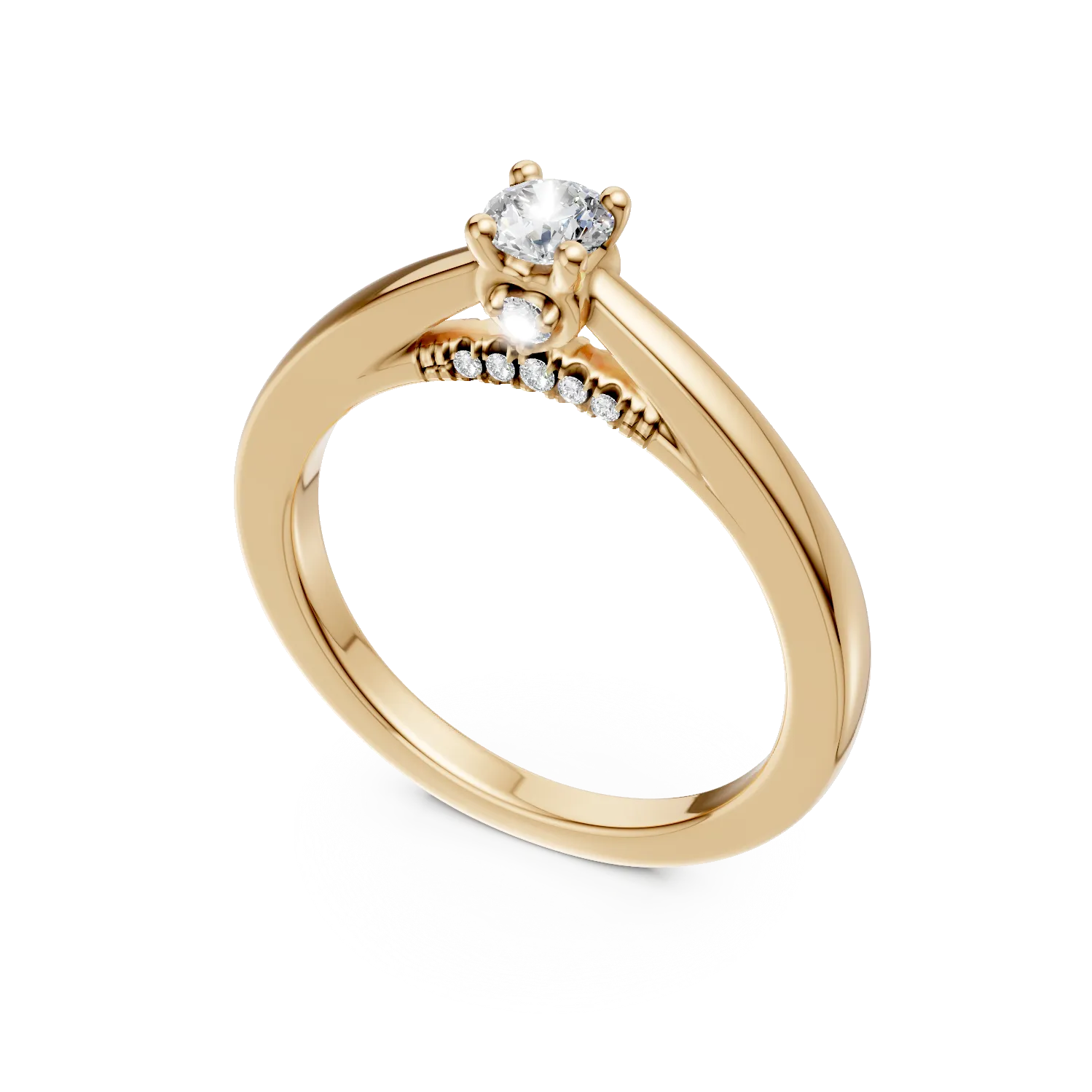 Sárgaarany eljegyzési gyűrű 0.35ct gyémántokkal