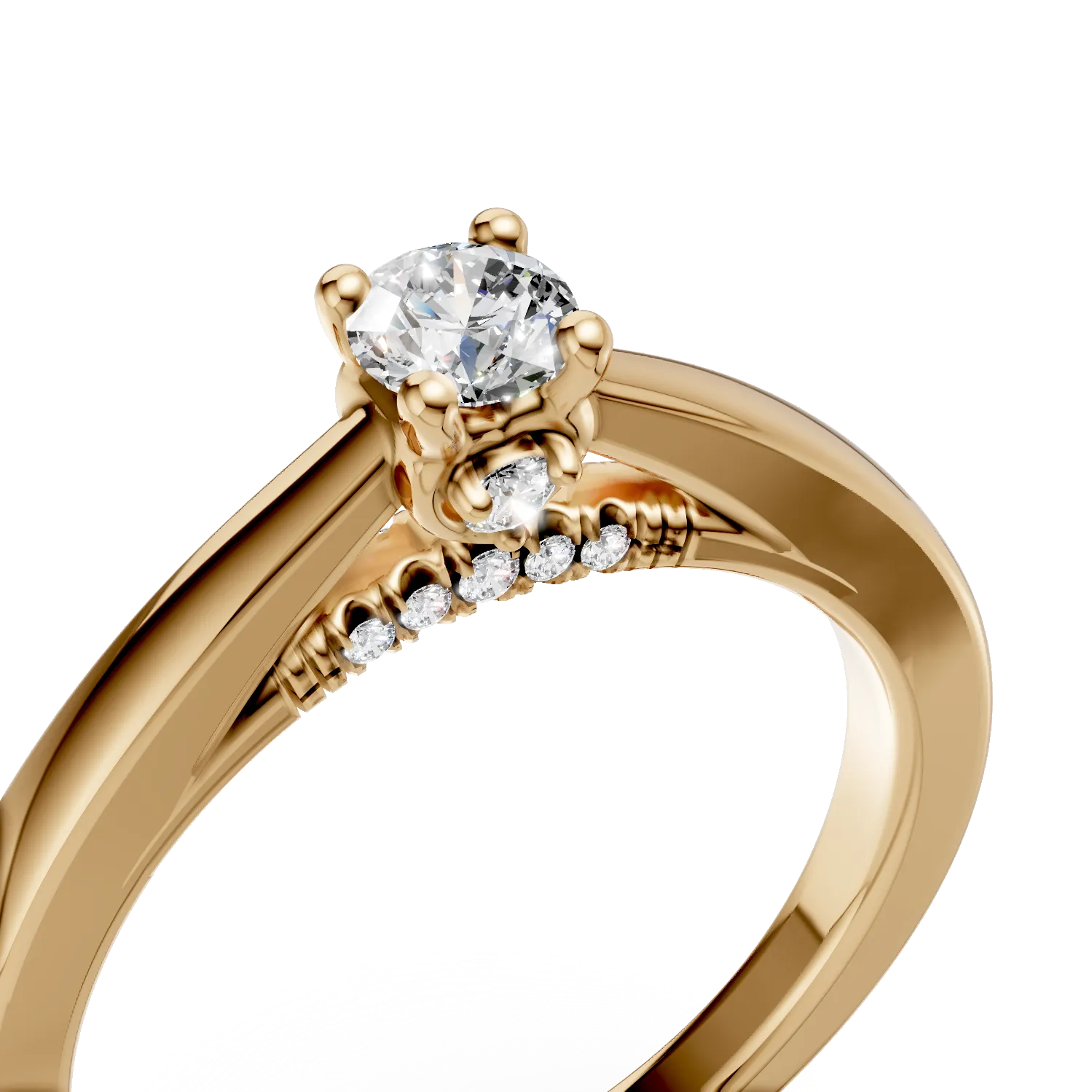 Sárgaarany eljegyzési gyűrű 0.35ct gyémántokkal