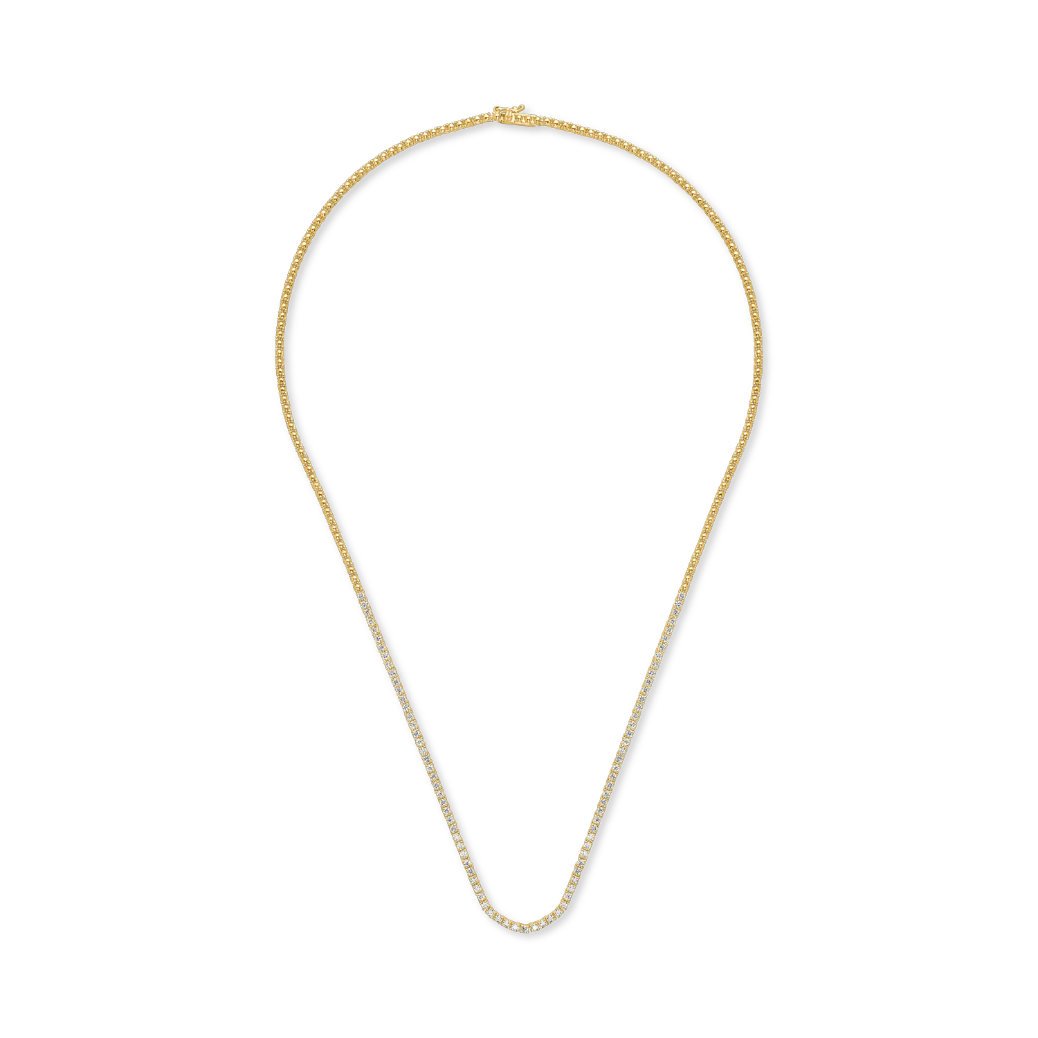 Yellow gold tennis necklace with 1ct diamonds