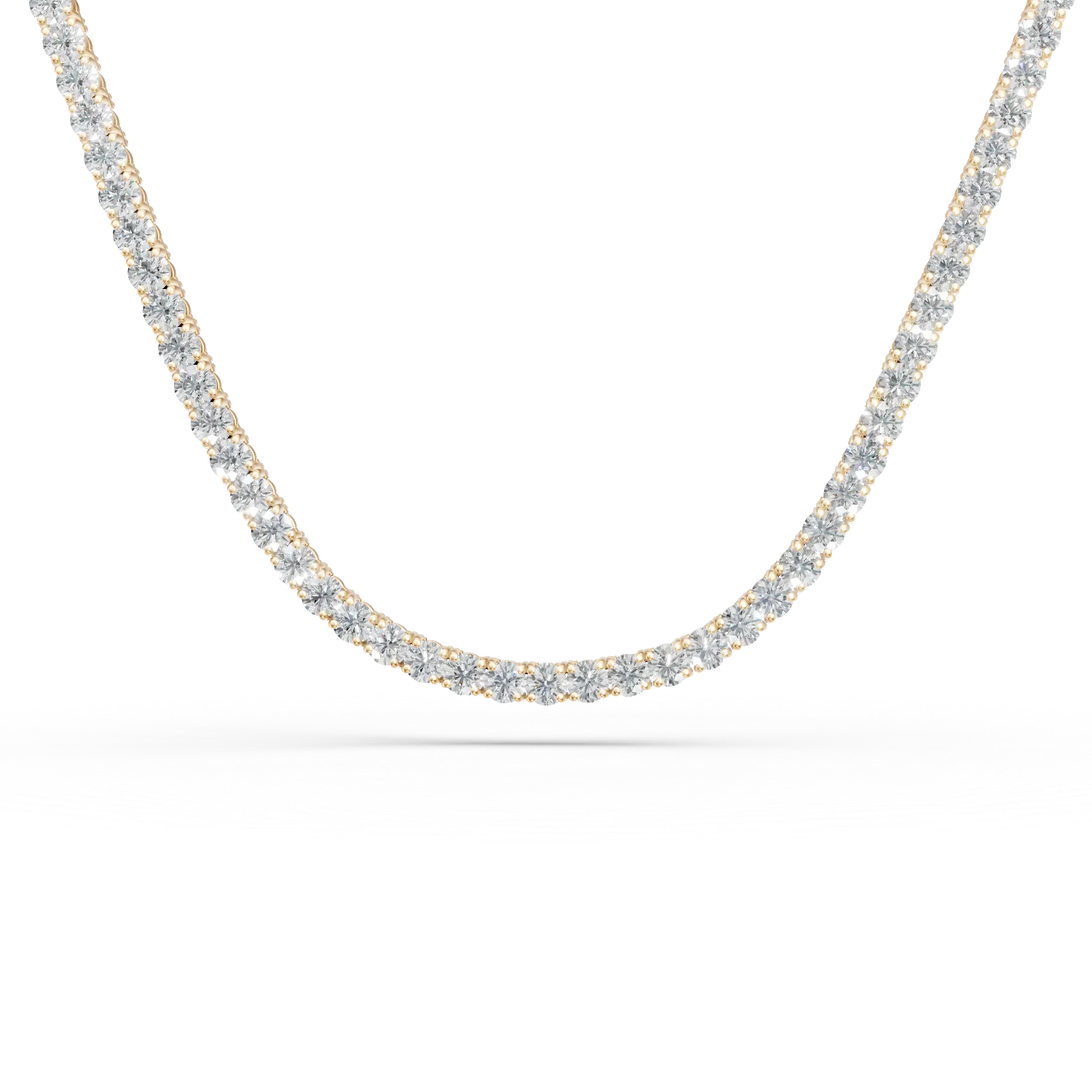 Yellow gold tennis necklace with 1ct diamonds