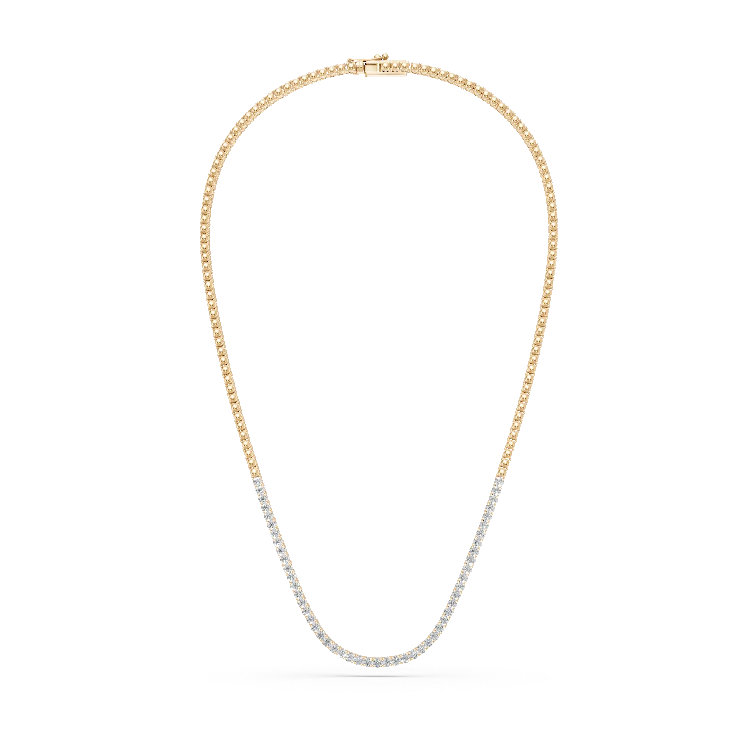 Yellow gold tennis necklace with 1ct diamonds