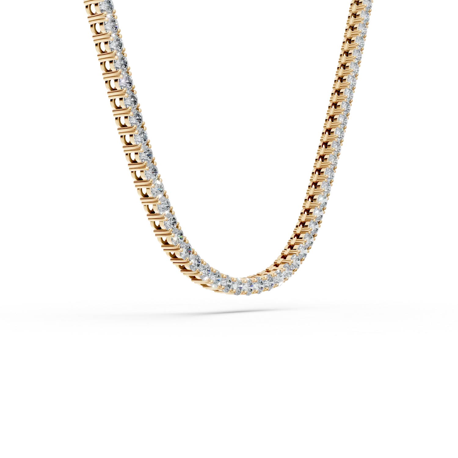 Yellow gold tennis necklace with 1ct diamonds