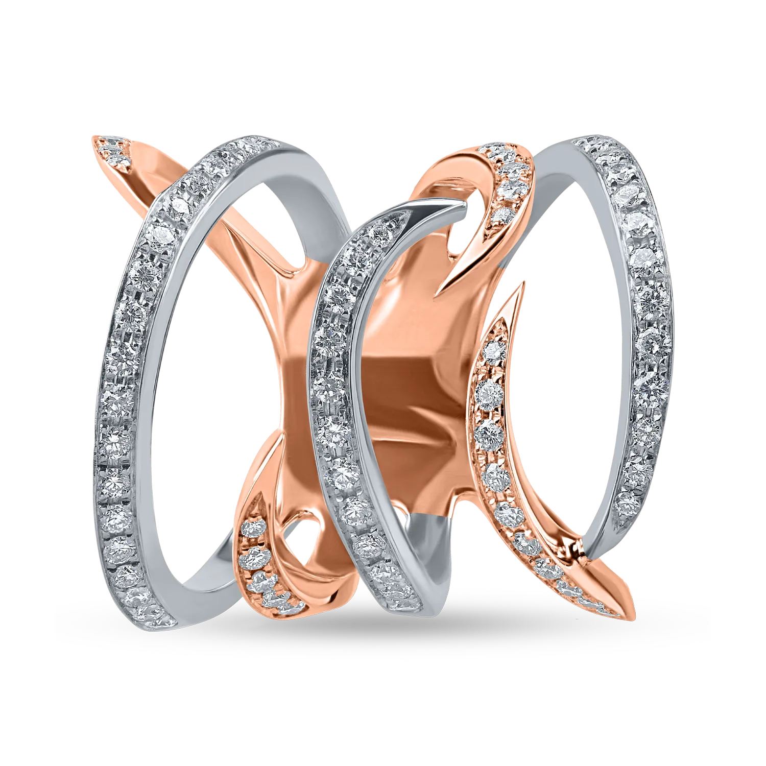 Inel din aur alb-roz cu diamante de 0.75ct - imagine 2