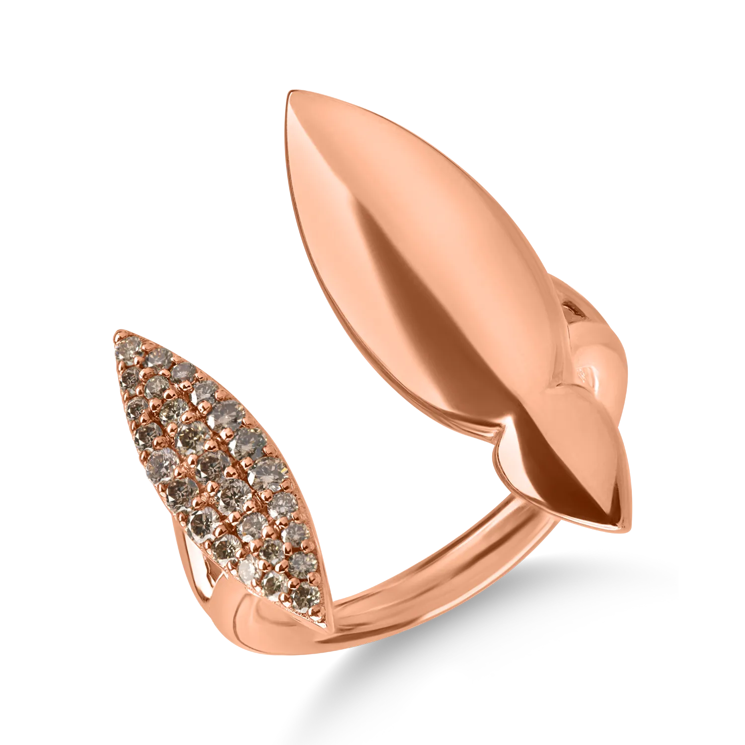Rózsarany gyűrű barna és színtelen gyémántokkal 0.3ct-185939
