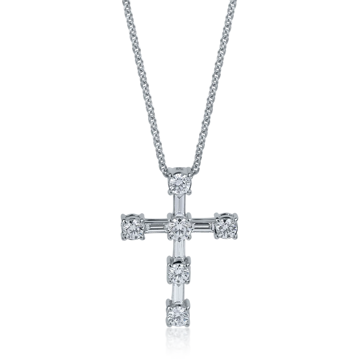 White gold cross pendant necklace with 0.8ct diamonds