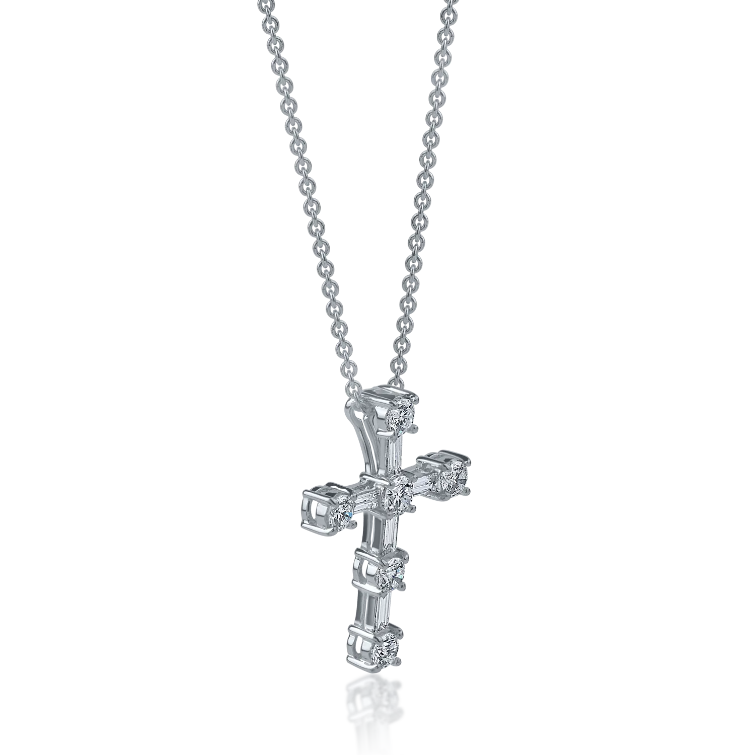 White gold cross pendant necklace with 0.8ct diamonds