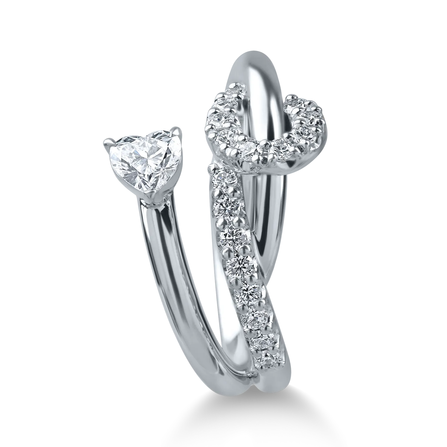 Pierścionek z białego złota z diamentami o masie 0.6ct