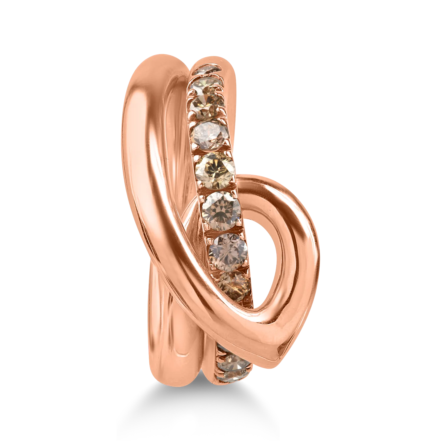 Inel din aur roz cu diamante maro de 0.73ct - imagine 2