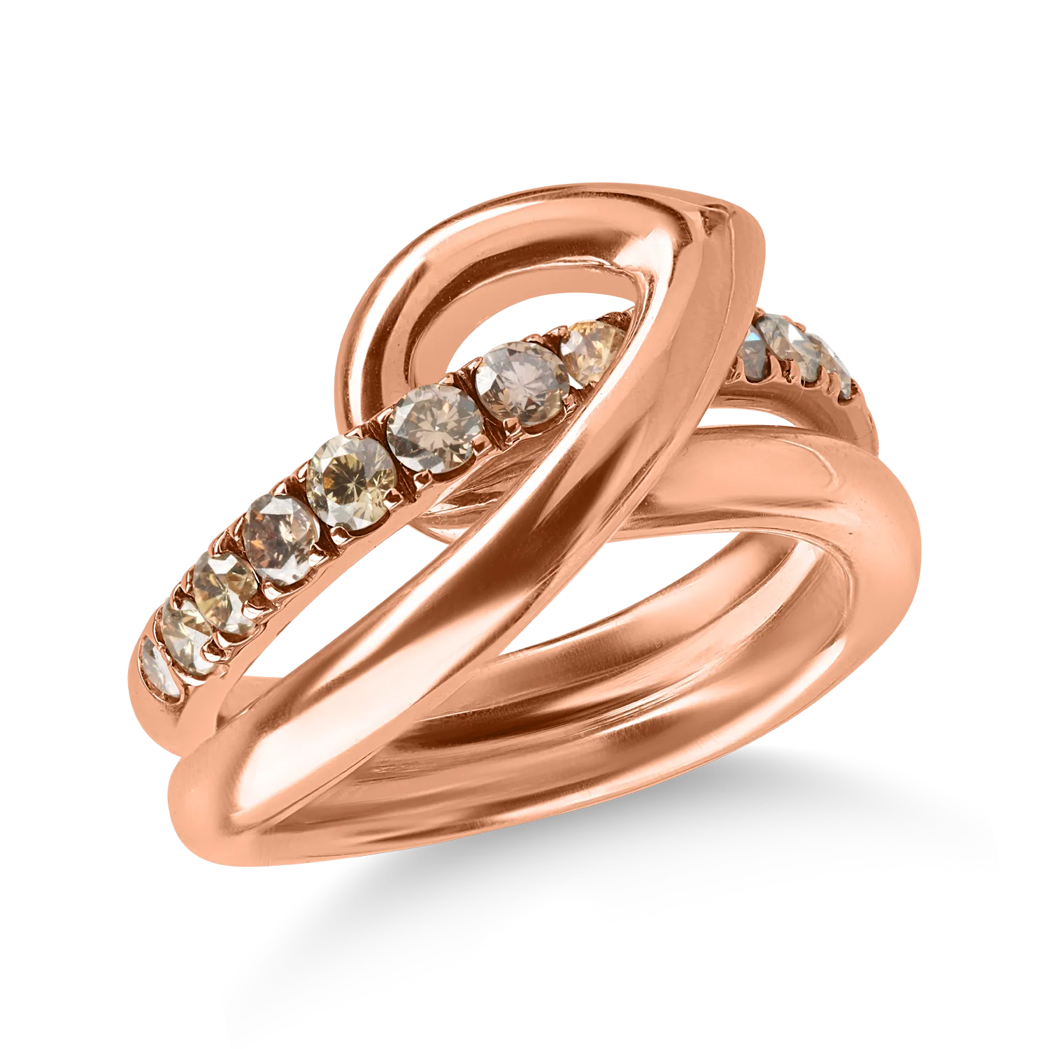 Teilor Inel din aur roz cu diamante maro de 0.73ct