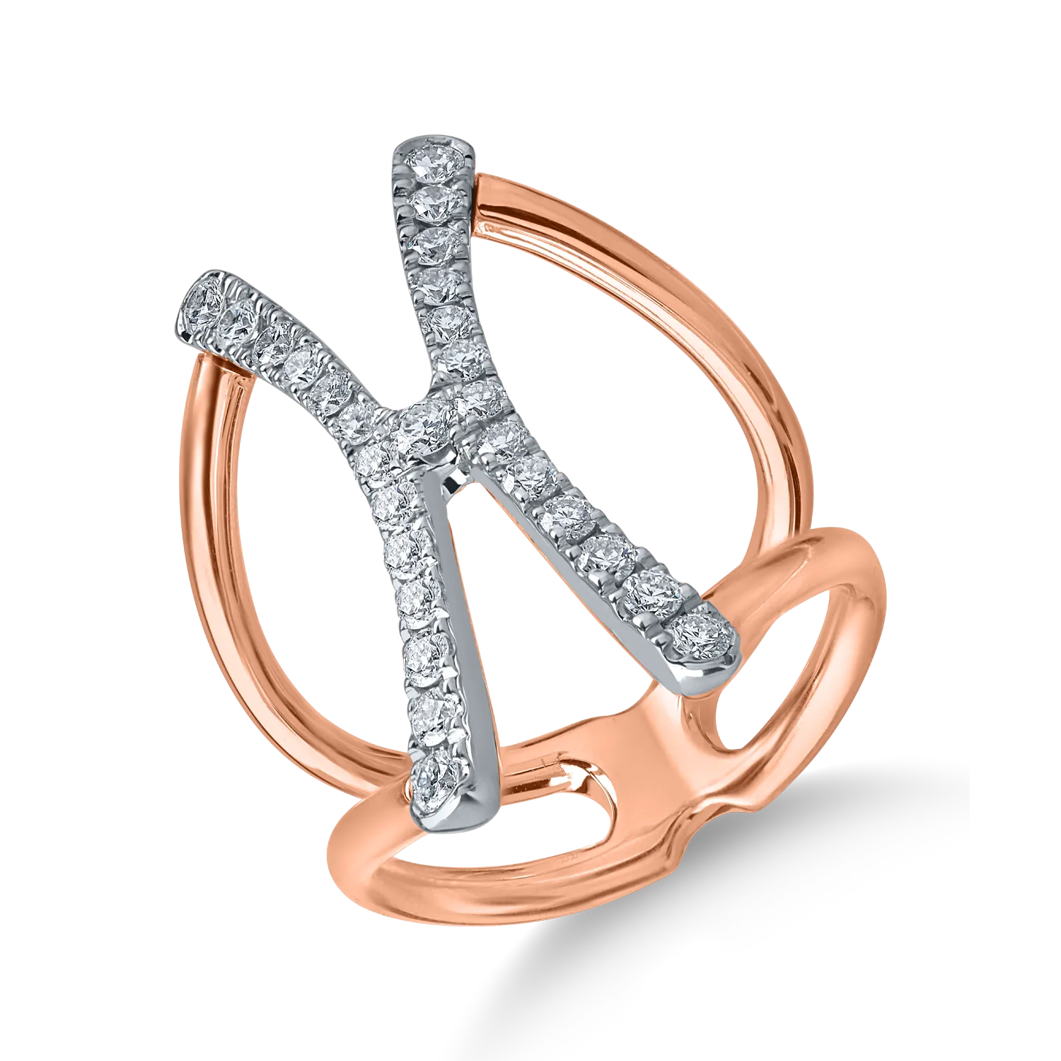 Teilor Inel din aur alb-roz cu diamante de 0.62ct