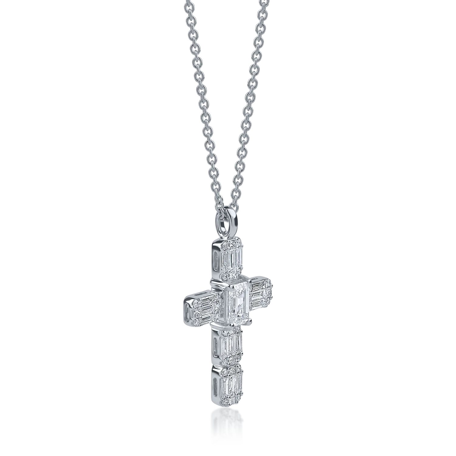 White gold cross pendant necklace with 1.1ct diamonds