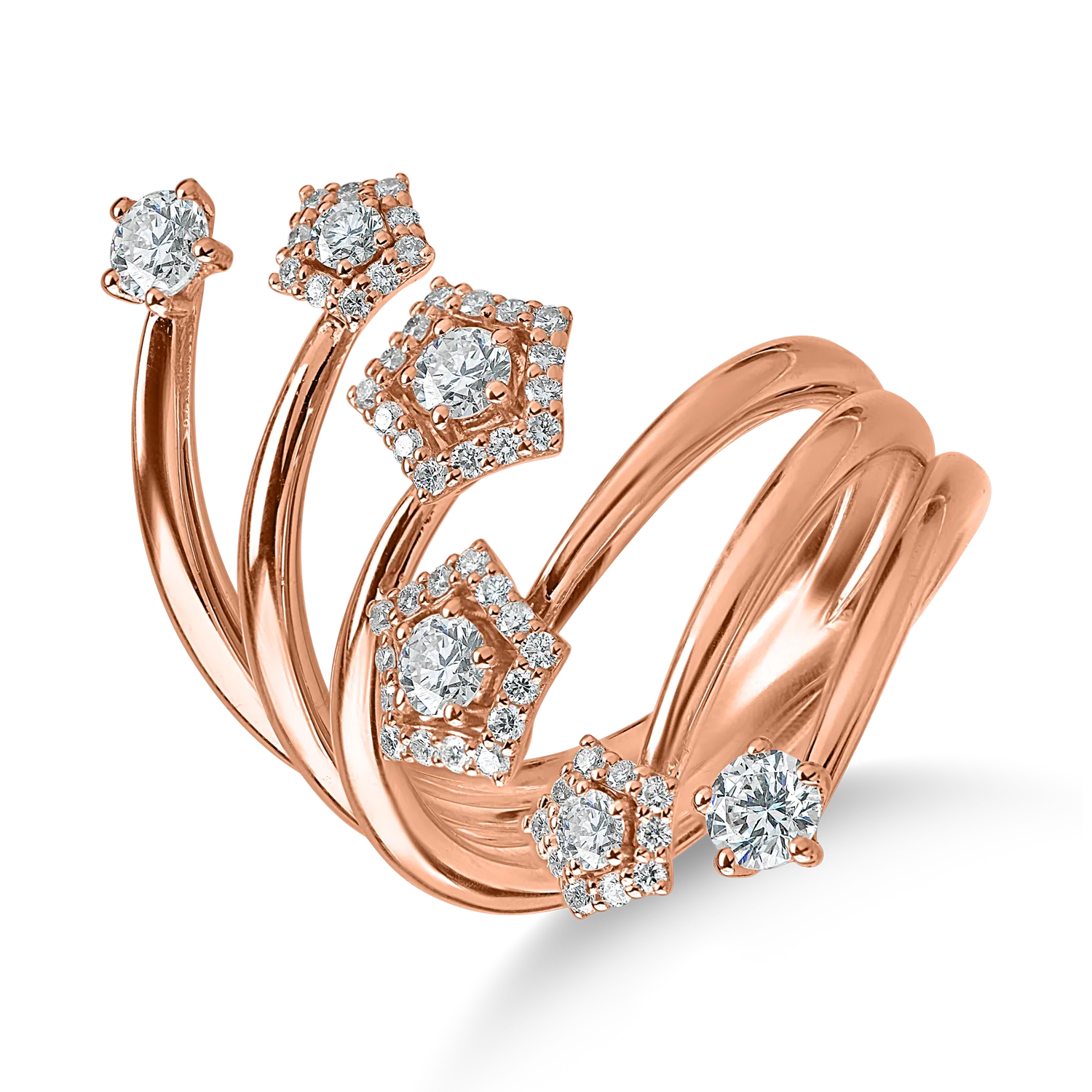 Teilor Inel din aur roz cu diamante de 1ct