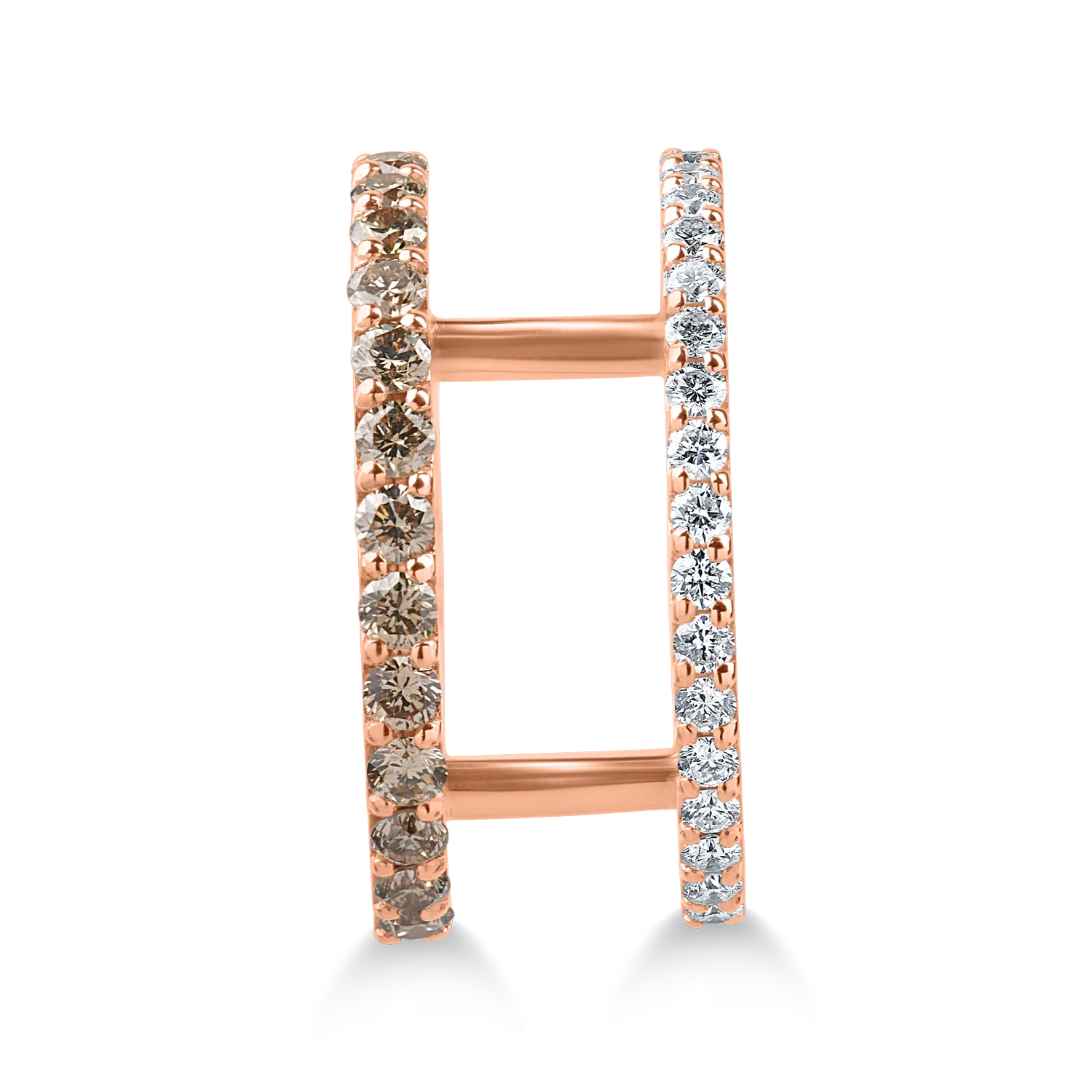 Inel din aur roz cu diamante maro si incolore de 0.7ct