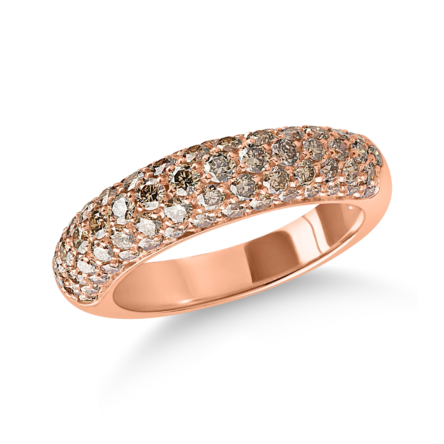 Rose gold ring with brown diamonds of 1.46 ct