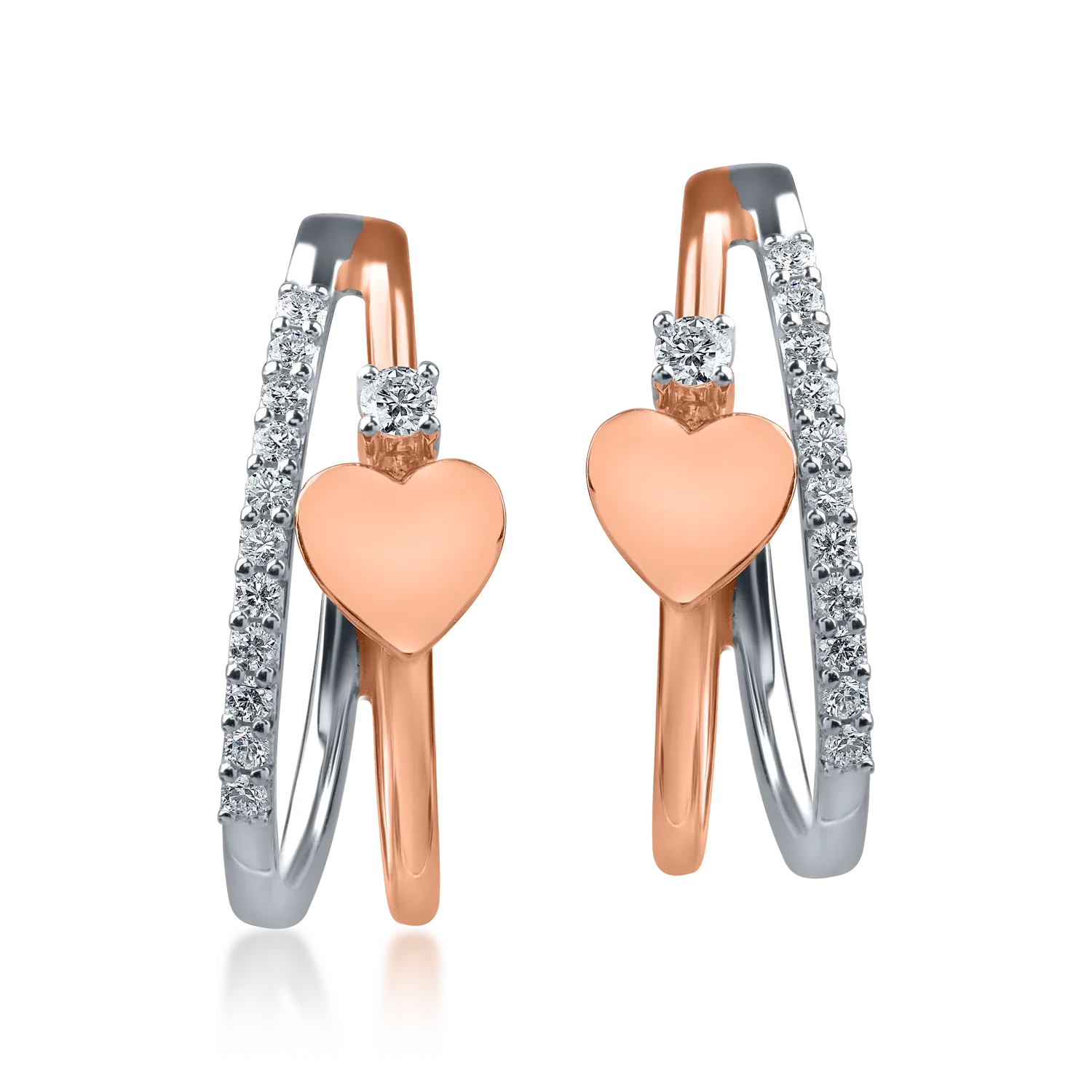 Fehér-rózsaszín arany fülbevaló 0.28ct gyémánttal-186062