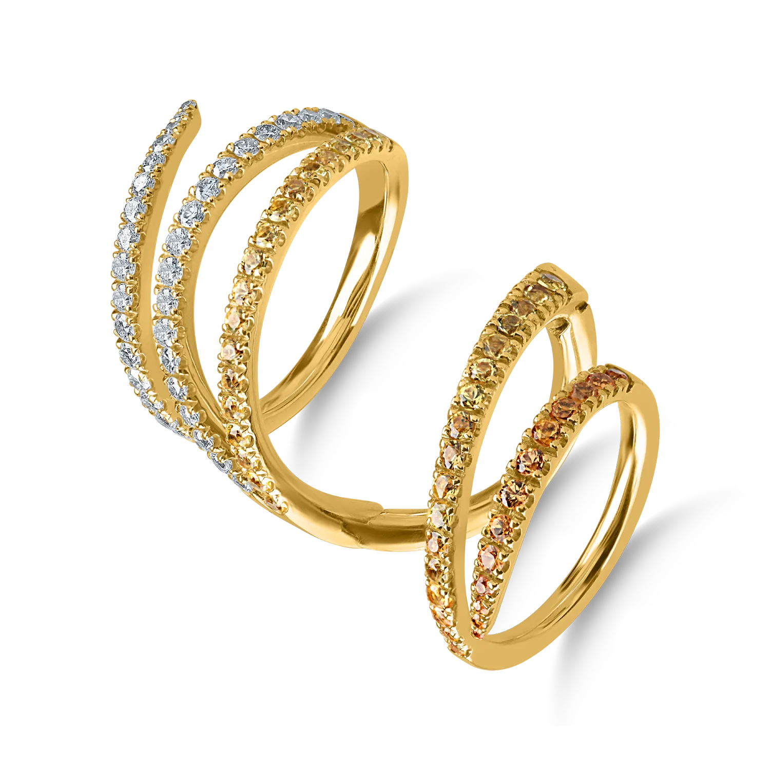 Pierścionek z żółtego złota z 1.2ct żółtymi szafirami i 0.6ct diamentami-186083
