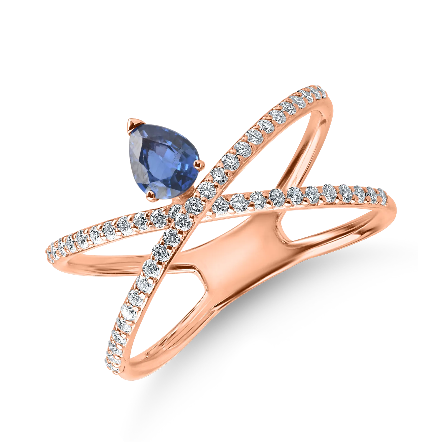 Rose gold ring with 0.45ct sapphire and 0.68ct diamonds