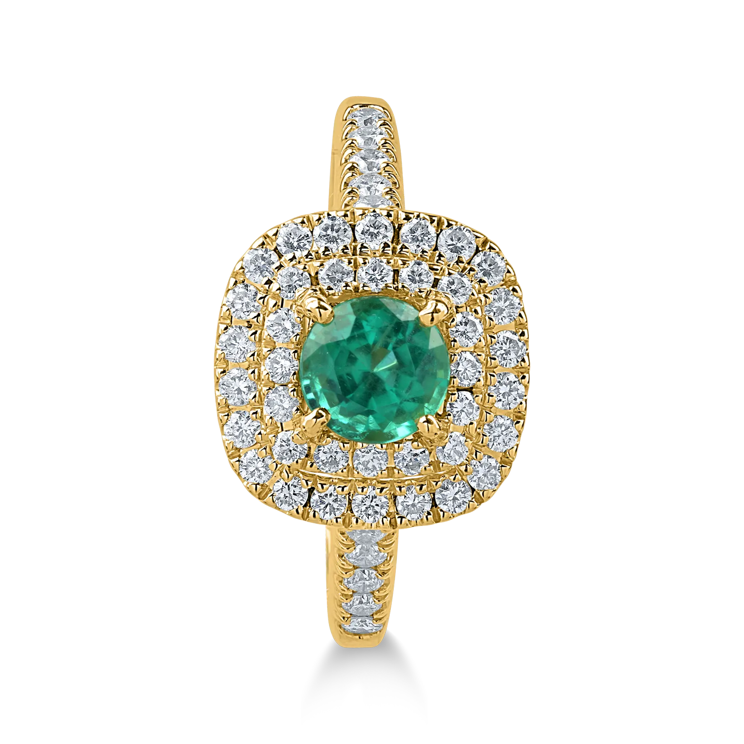 Inel din aur galben cu smarald de 0.62 si diamante 0.54ct