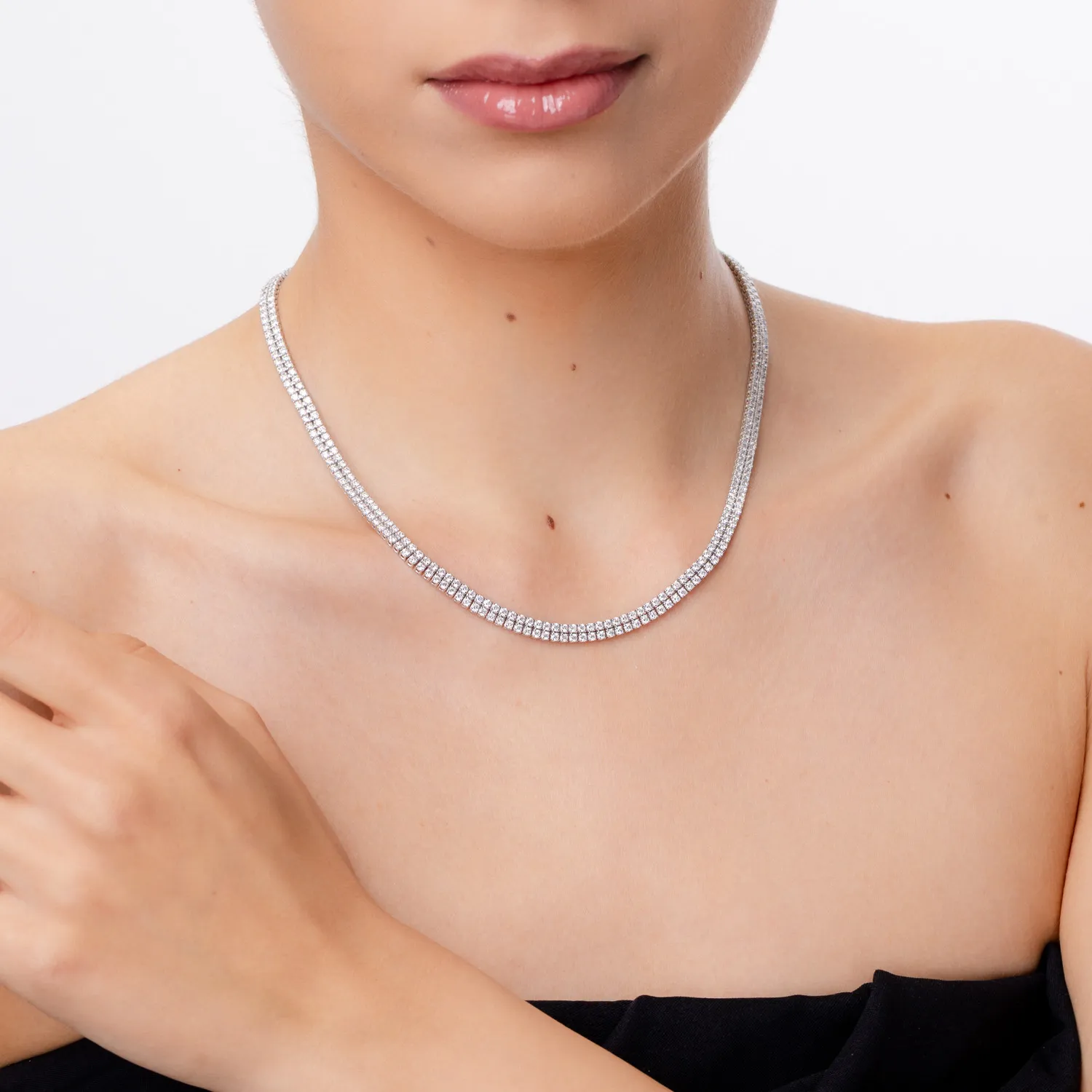 Fehérarany tenisz nyaklánc 10.75ct gyémántokkal