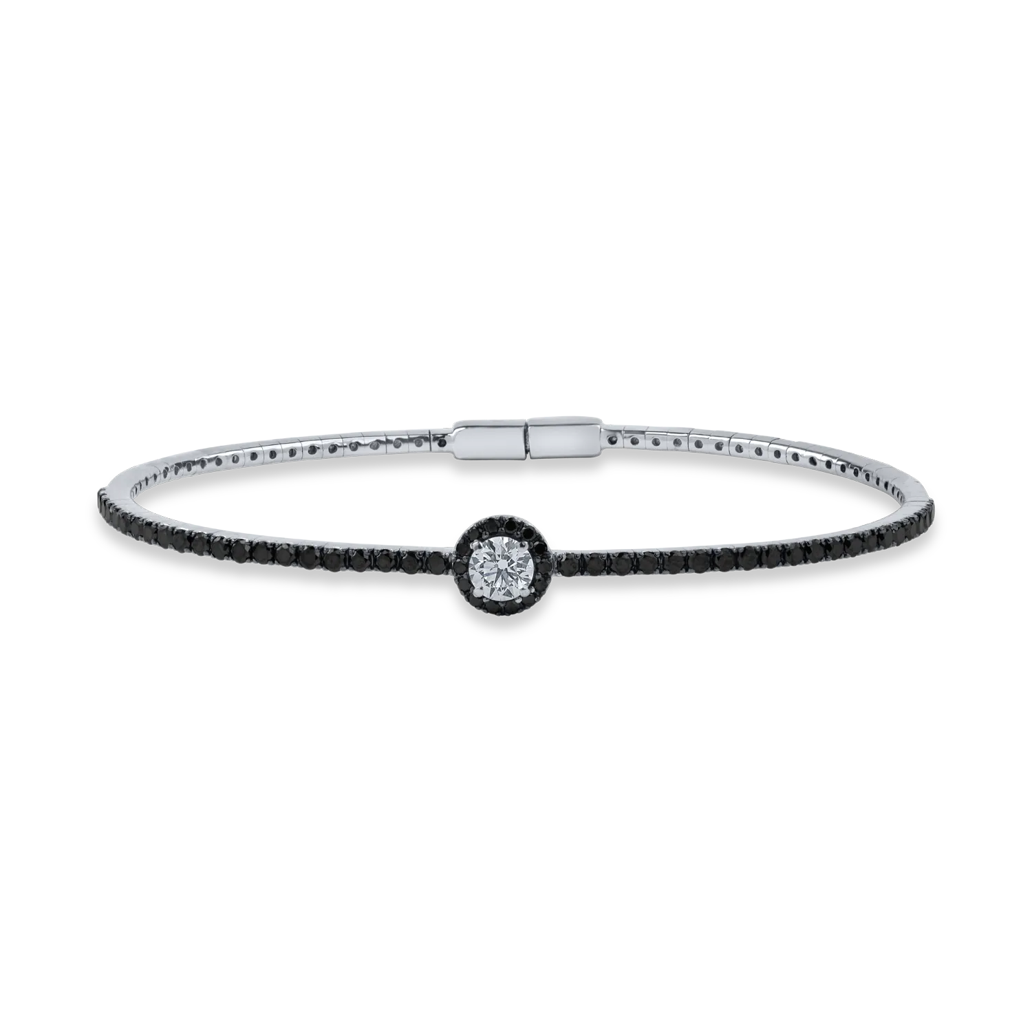 White gold bracelet with 1.52 ct black and colorless diamonds