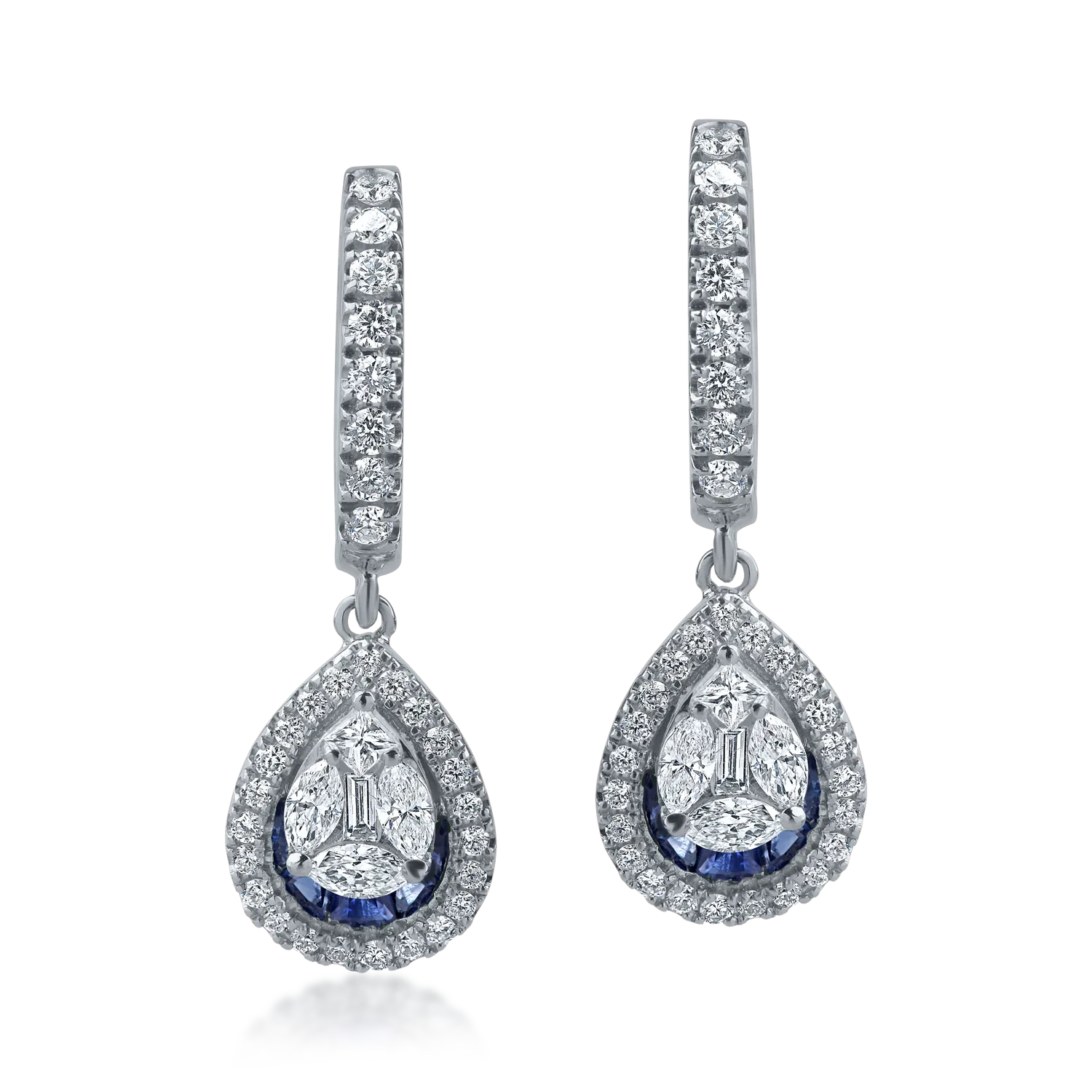 White gold earrings with 0.6ct sapphires and 0.18ct diamonds