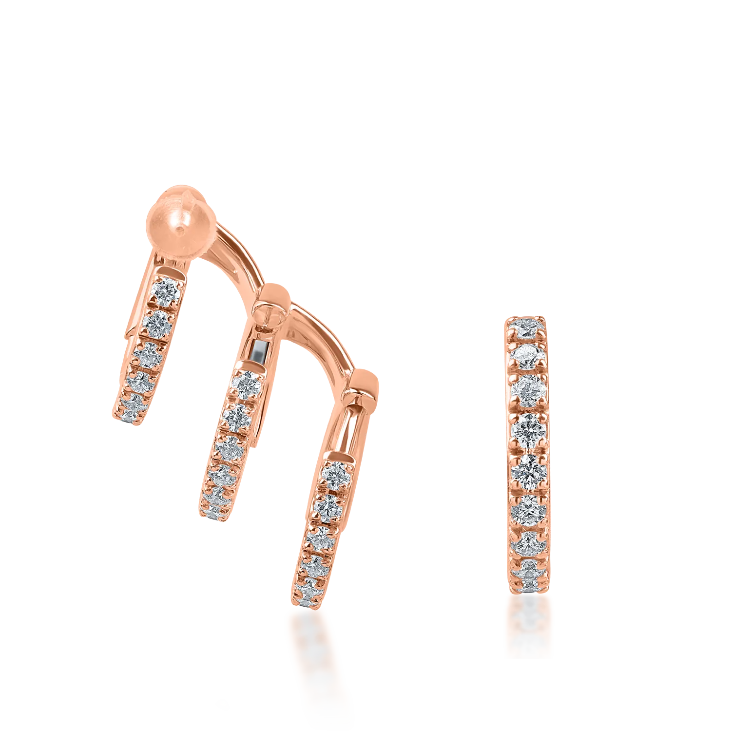 Teilor Cercei asimetrici din aur roz cu diamante de 0.56ct