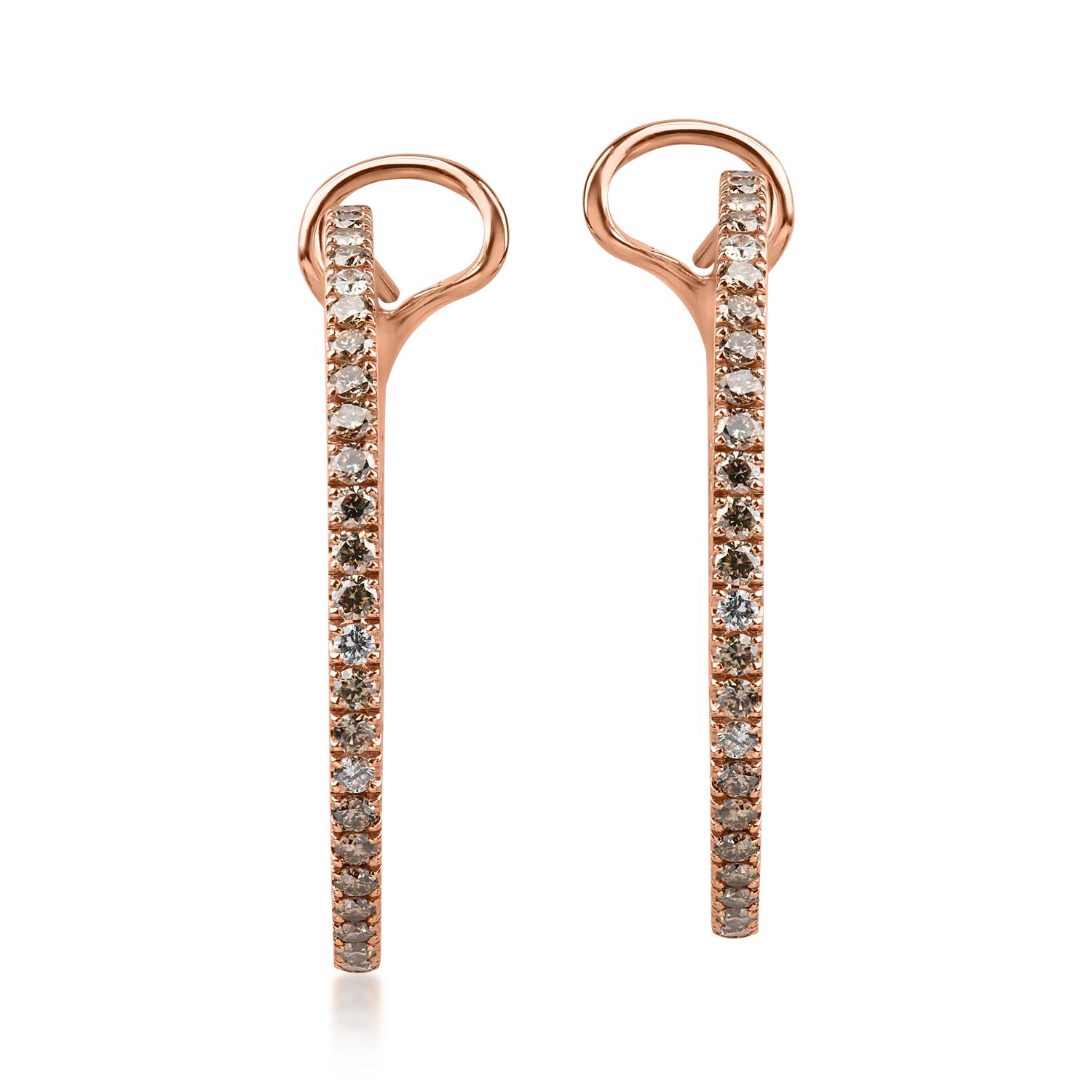 Rose gold earrings with 2.04ct brown diamonds