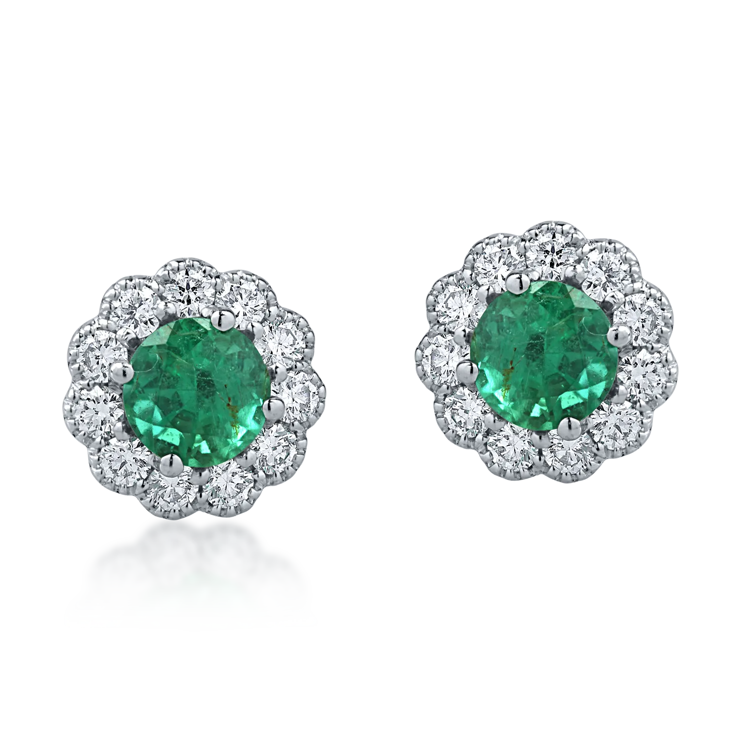 White gold earrings with 0.58ct emeralds and 0.28ct diamonds