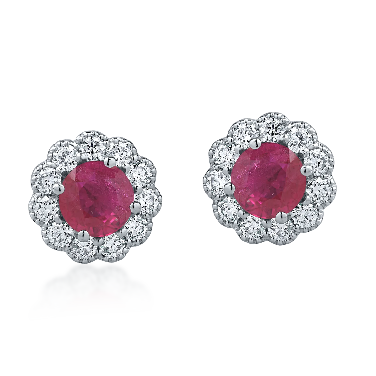 White gold earrings with 0.85ct rubies and 0.28ct diamonds