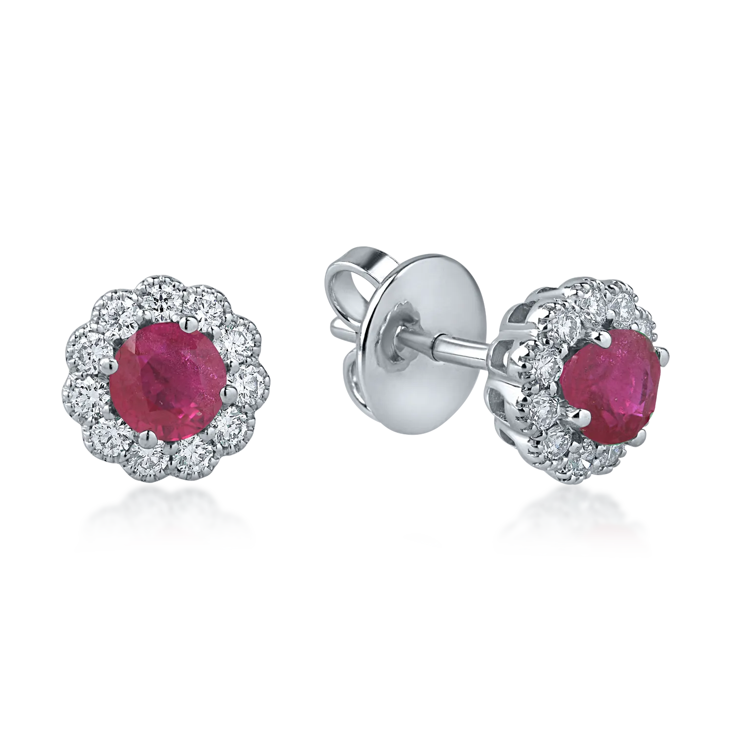 White gold earrings with 0.85ct rubies and 0.28ct diamonds