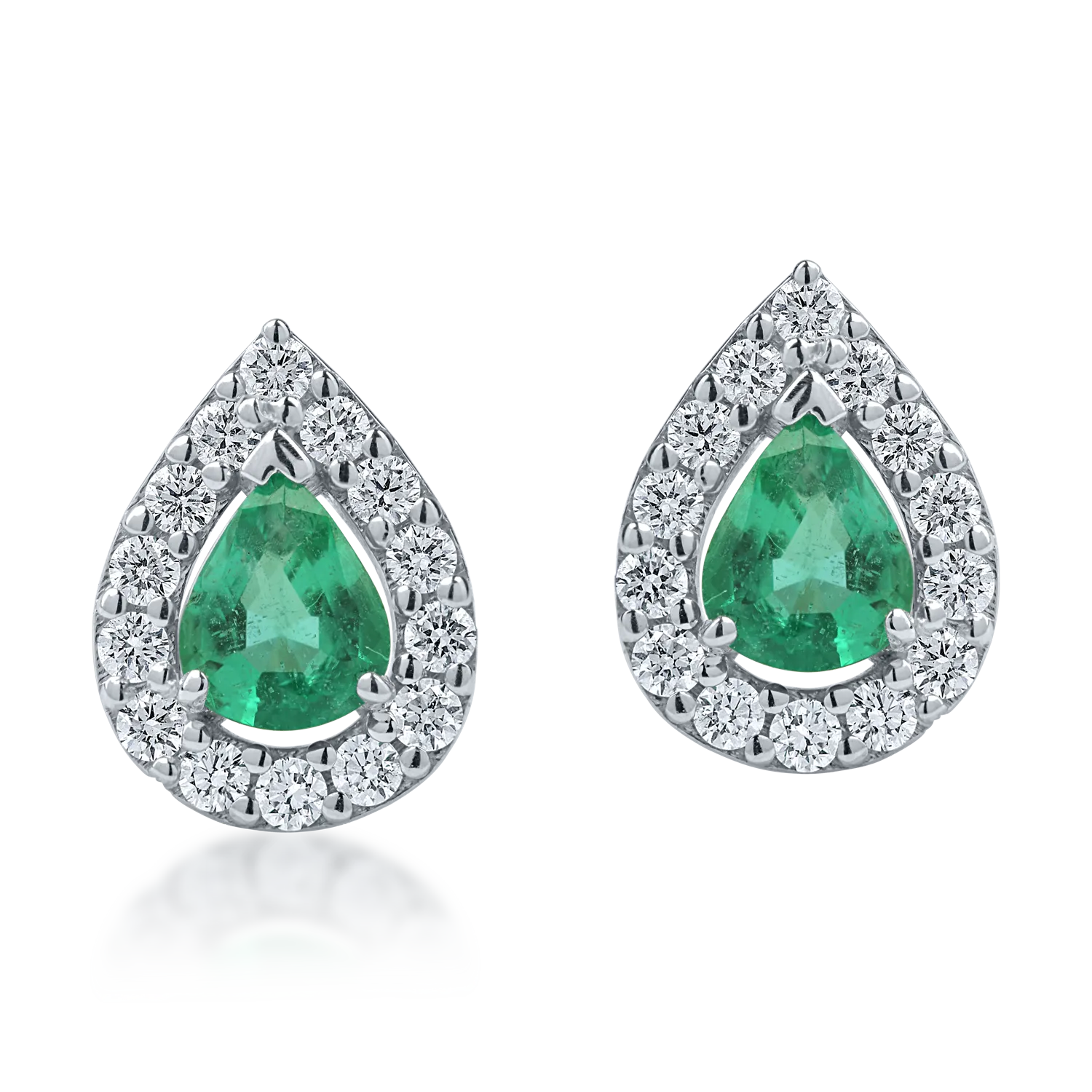 White gold earrings with 0.43ct emeralds and 0.24ct diamonds