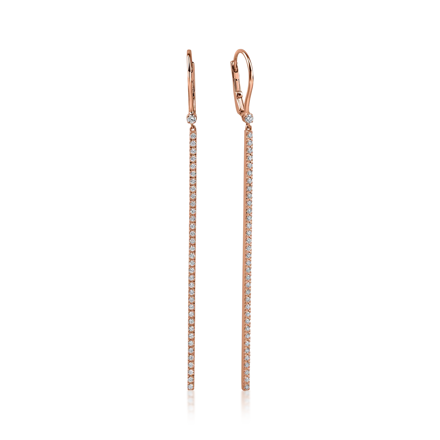 Teilor Cercei lungi din aur roz cu diamante de 0.5ct