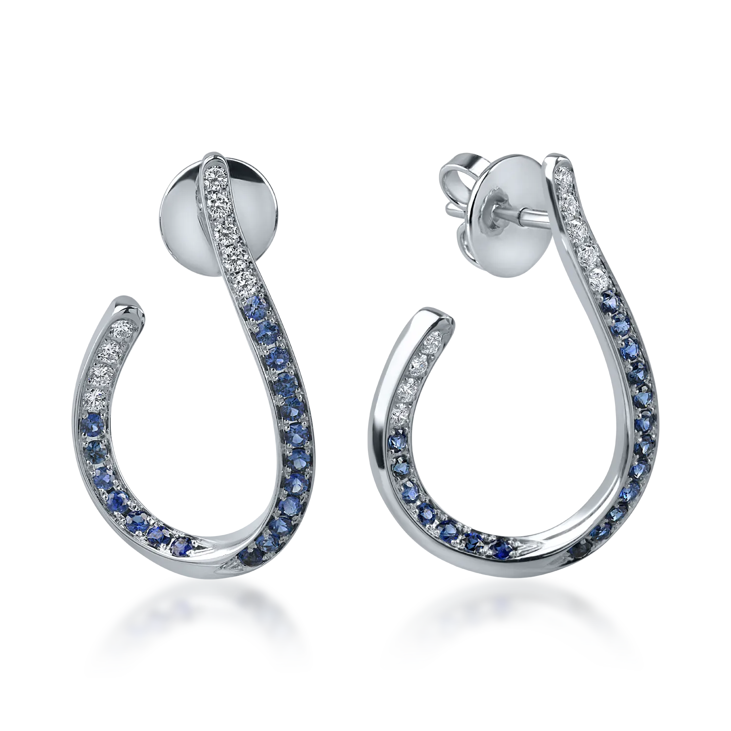 Teilor Cercei din aur alb cu safire de 0.8ct si diamante de 0.3ct