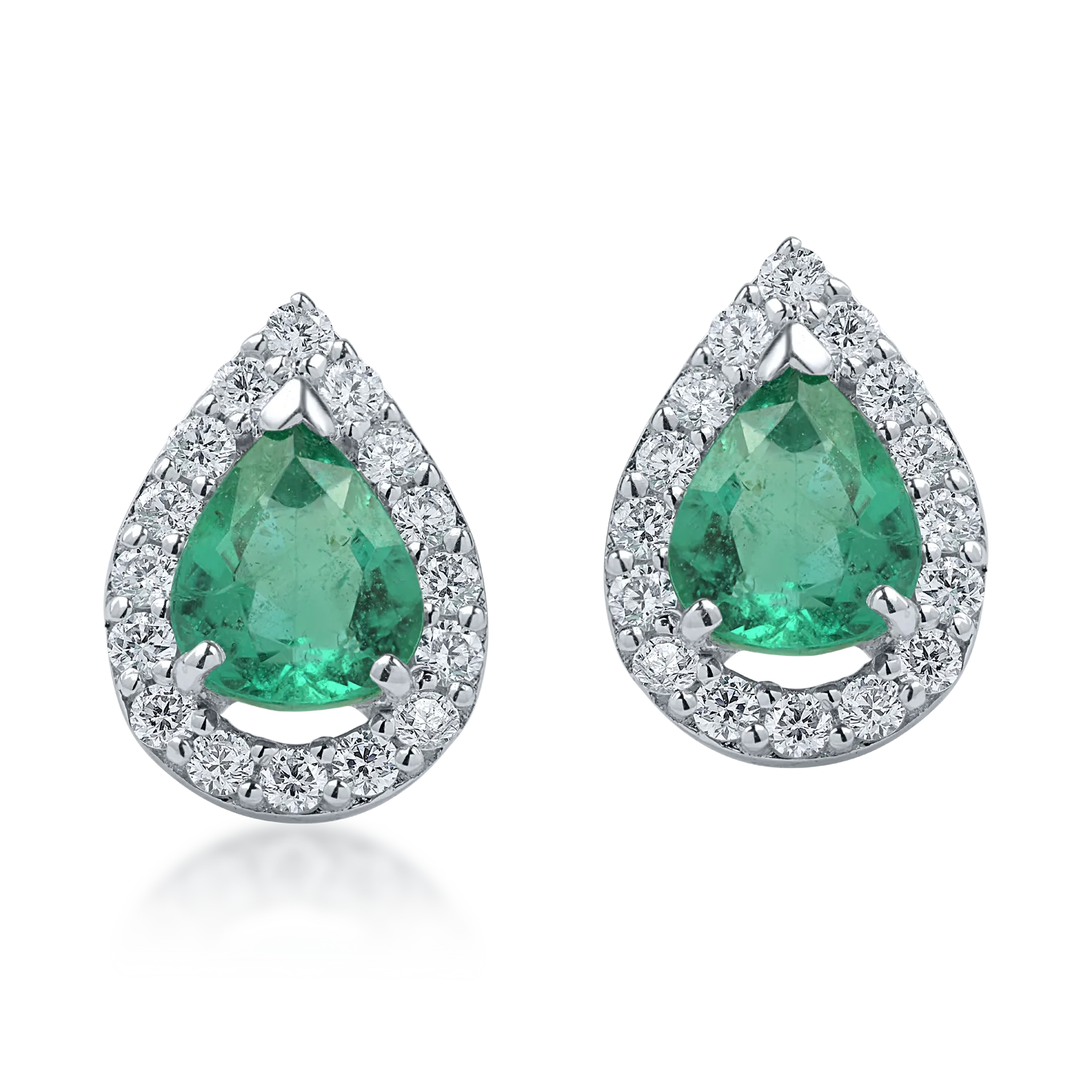 White gold earrings with 0.95ct emeralds and 0.3ct diamonds