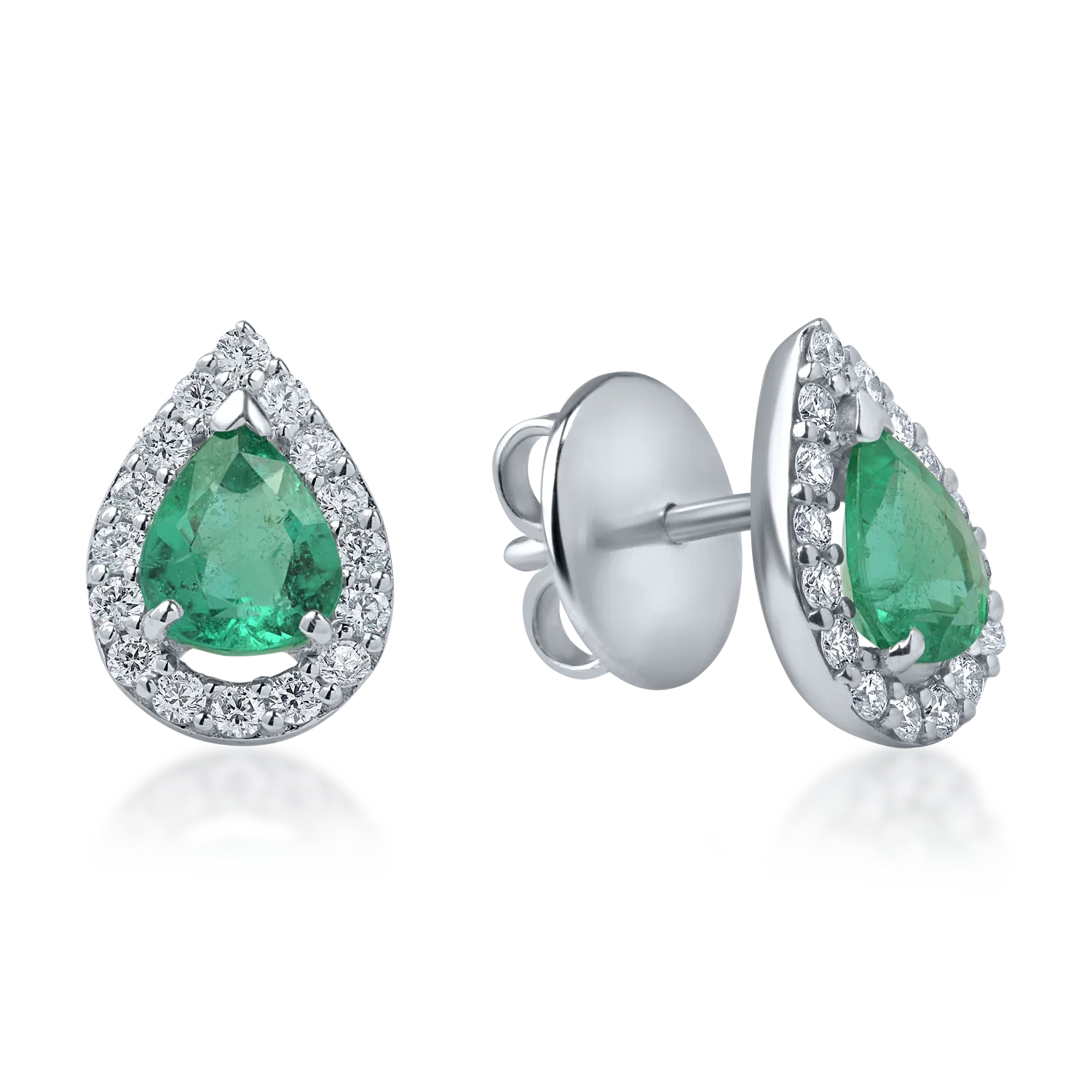 White gold earrings with 0.95ct emeralds and 0.3ct diamonds