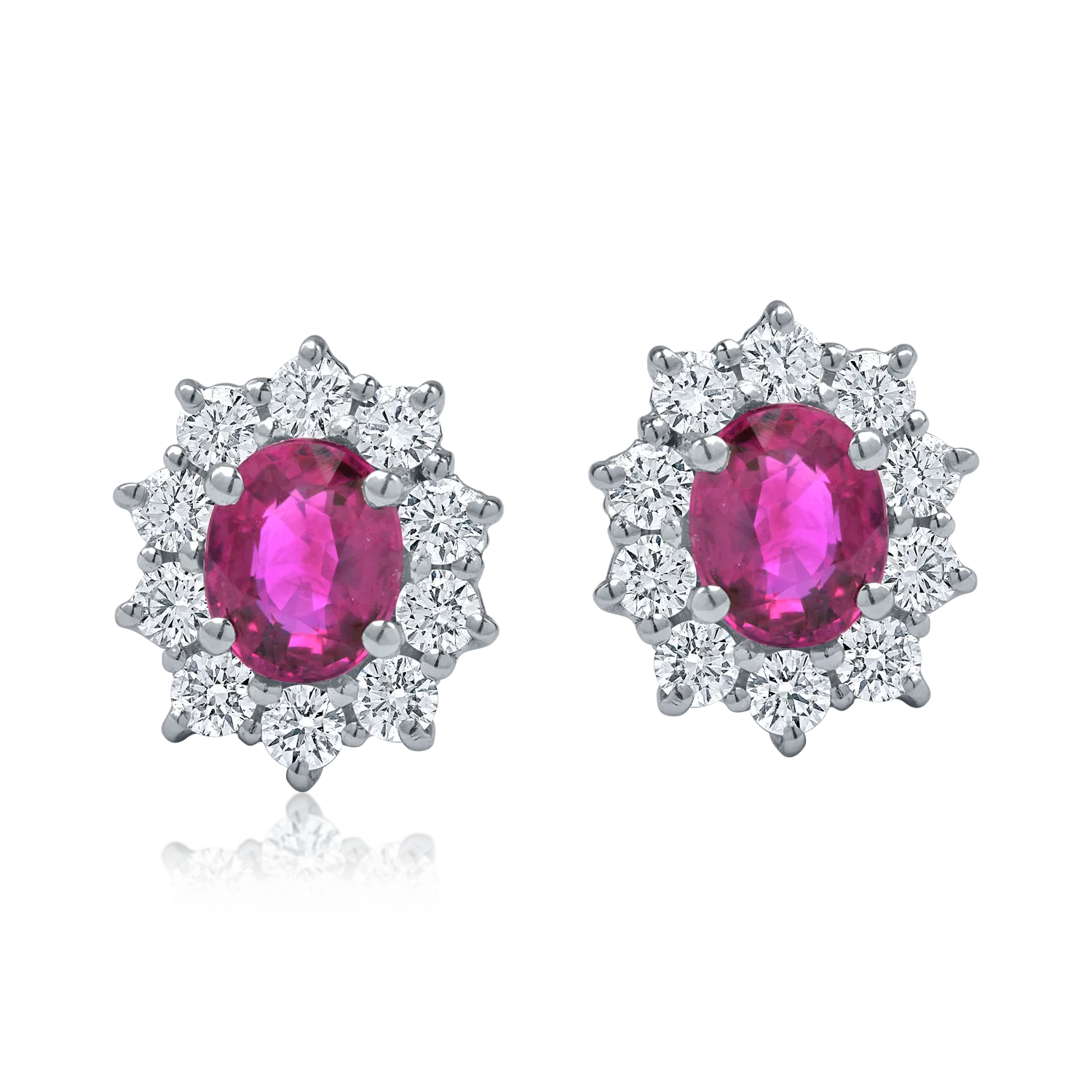 White gold earrings with 1.37ct rubies and 0.65ct diamonds