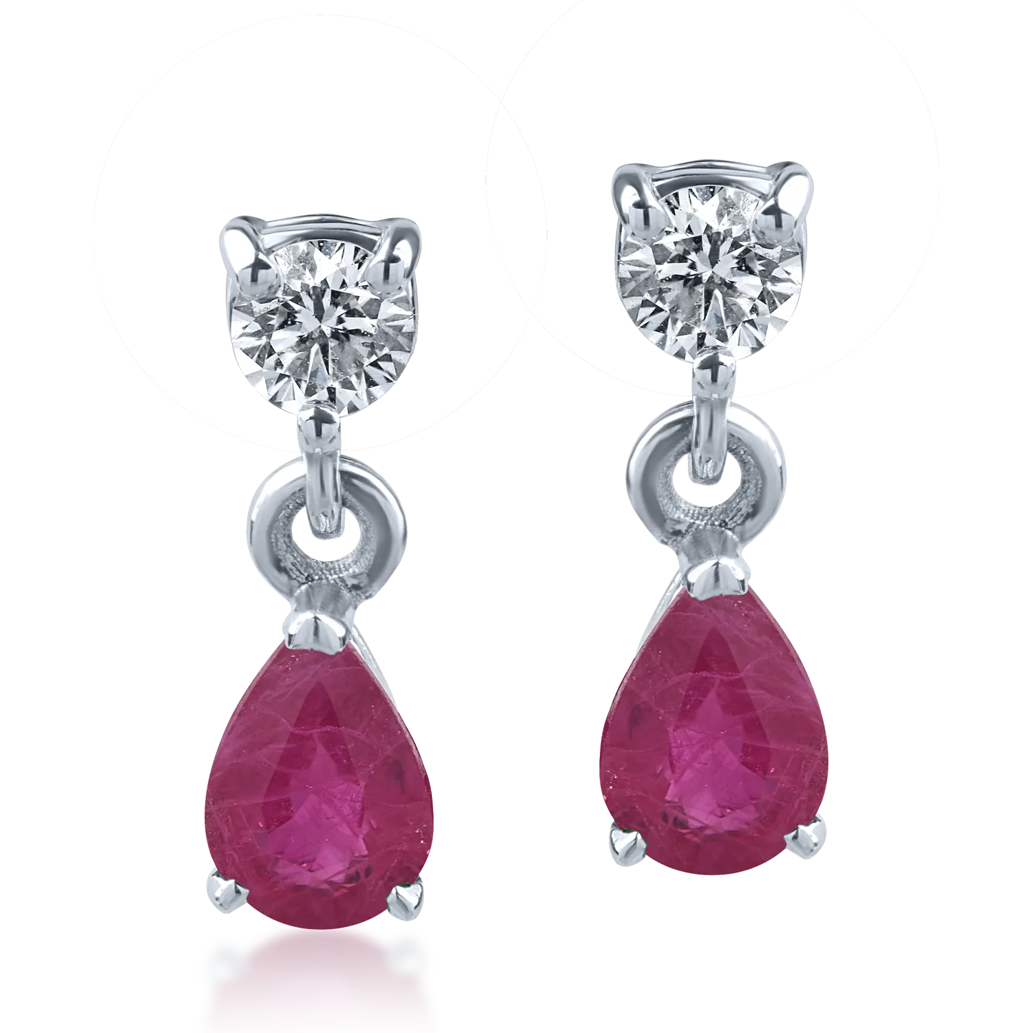 White gold earrings with 0.8ct rubies and 0.2ct diamonds